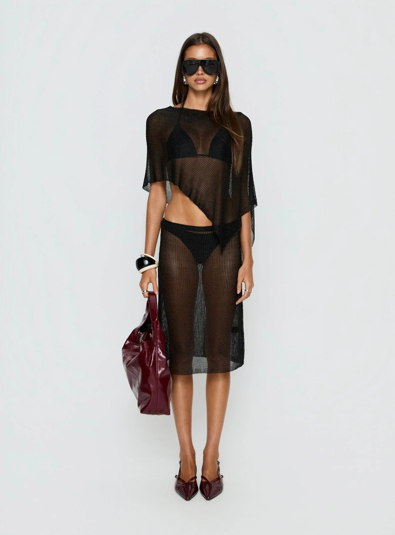 Luminous Sheer Poncho Black - Image 7