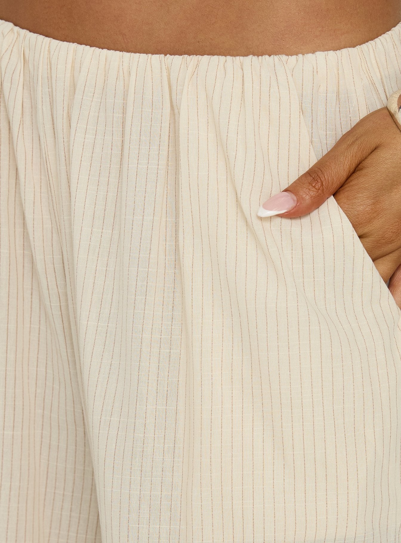 Lunea Concealed Waistband Pants Beige Stripe - Image 6