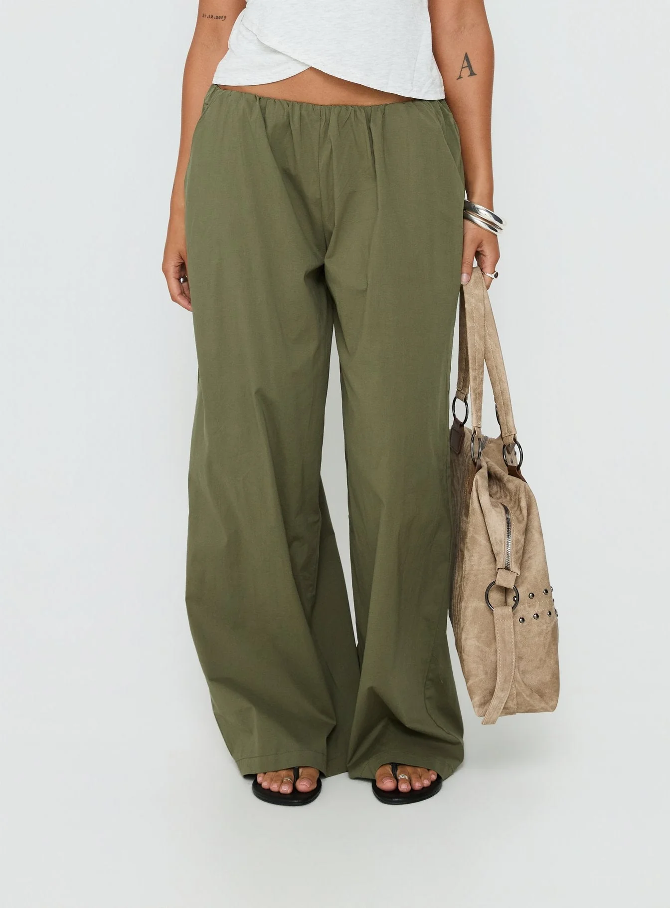 Lunea Concealed Waistband Pants Khaki - Image 2
