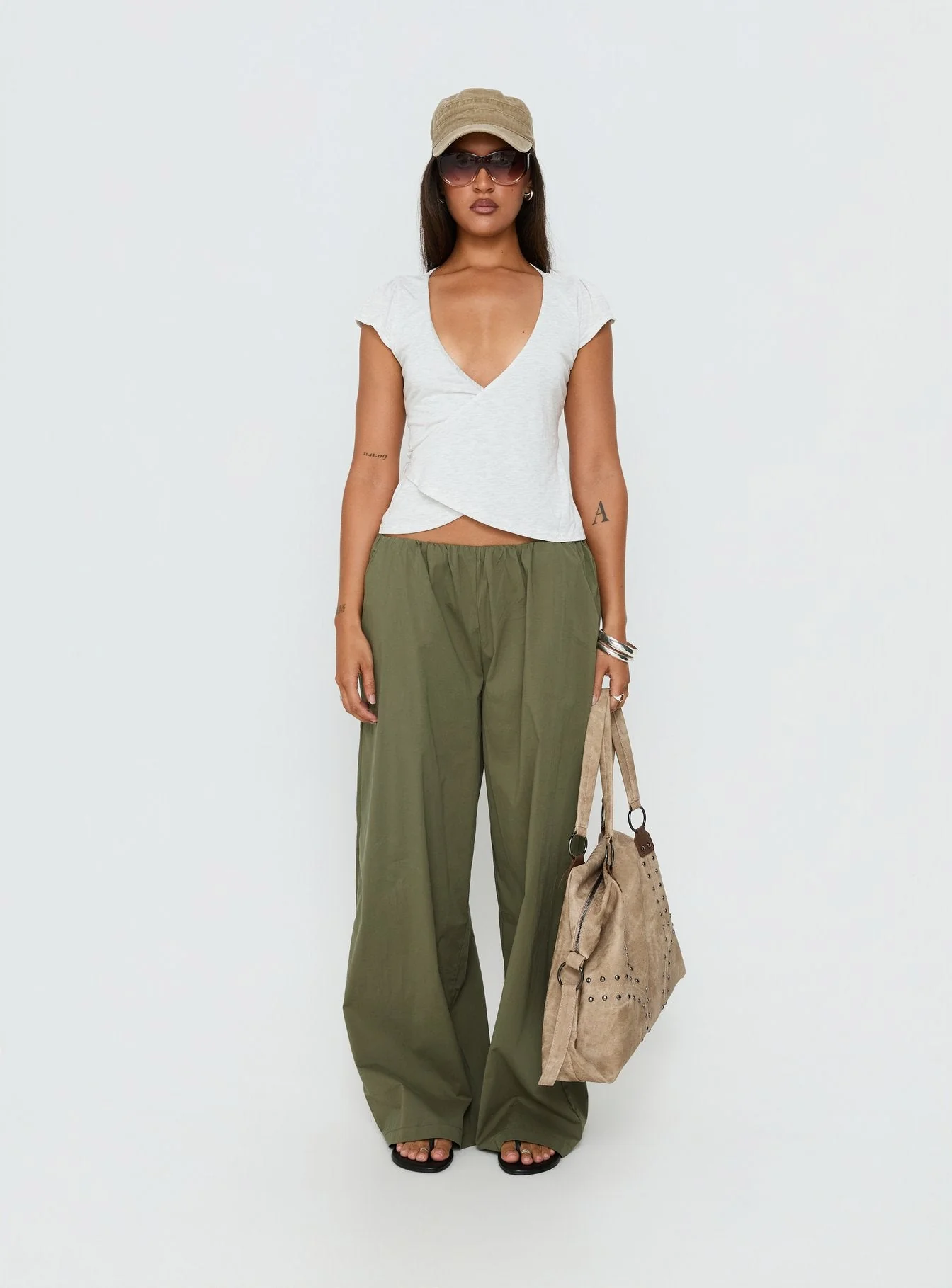 Lunea Concealed Waistband Pants Khaki - Image 7