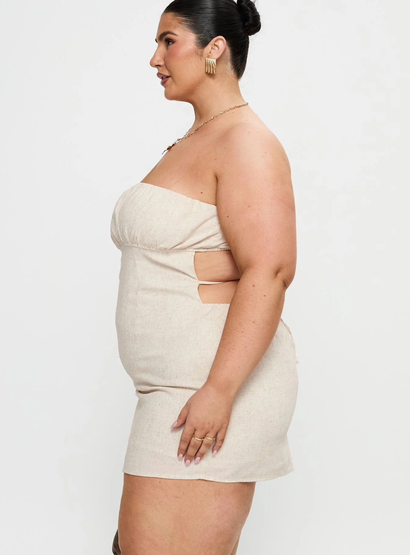 Luvstruck Strapless Mini Dress Beige Curve - Image 4