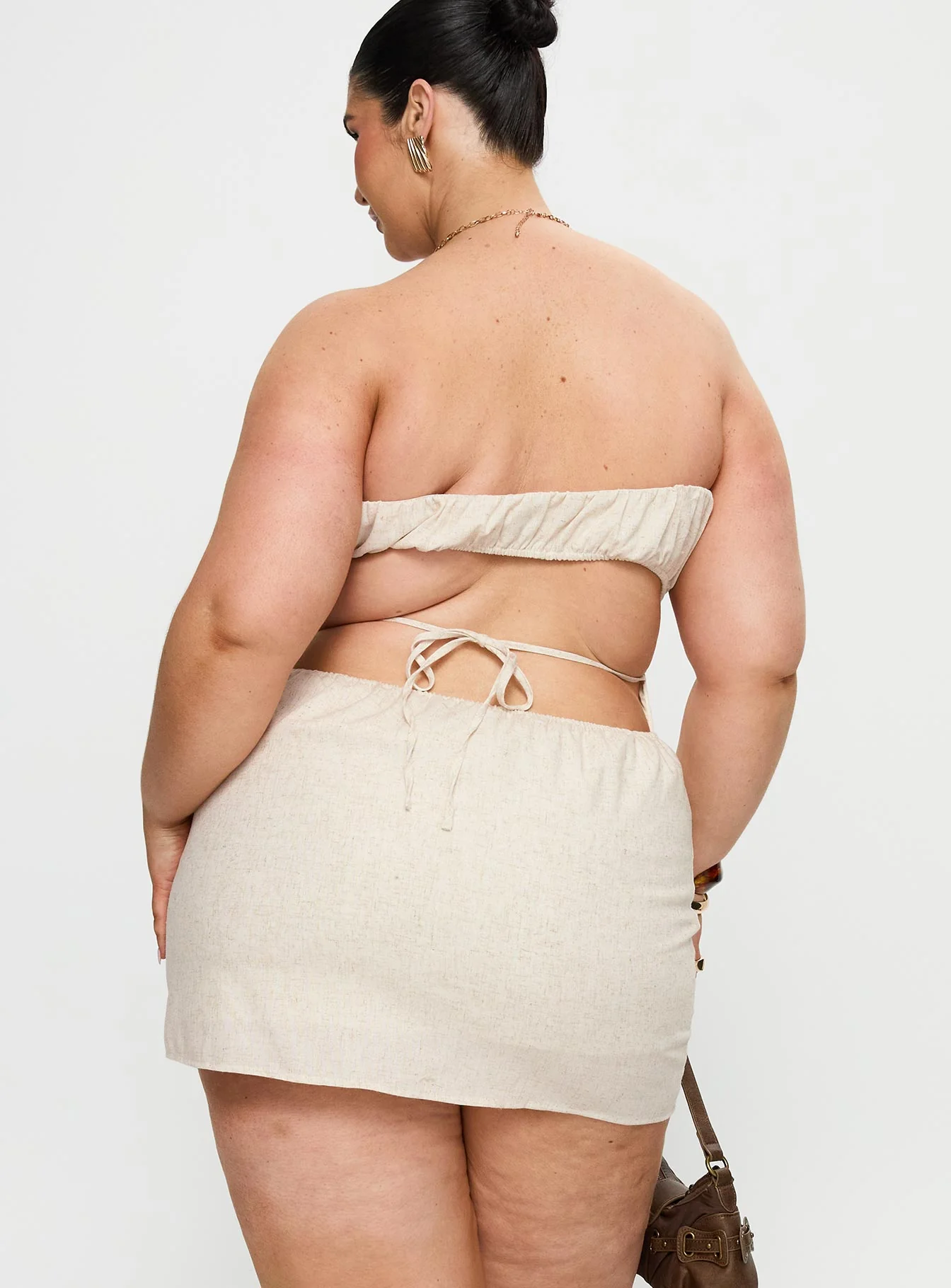 Luvstruck Strapless Mini Dress Beige Curve - Image 5