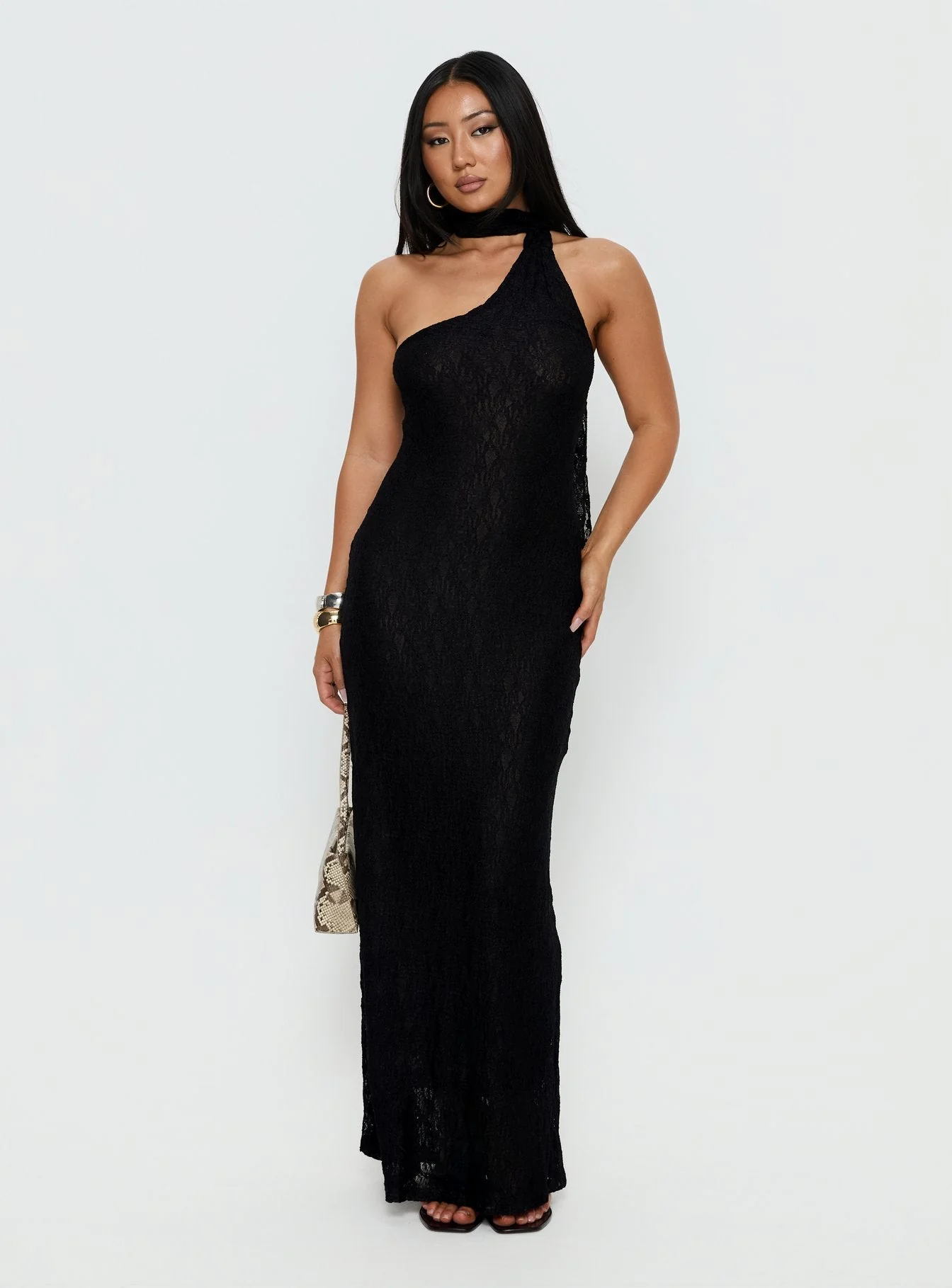 Lux Lace Maxi Dress Noir - Image 2