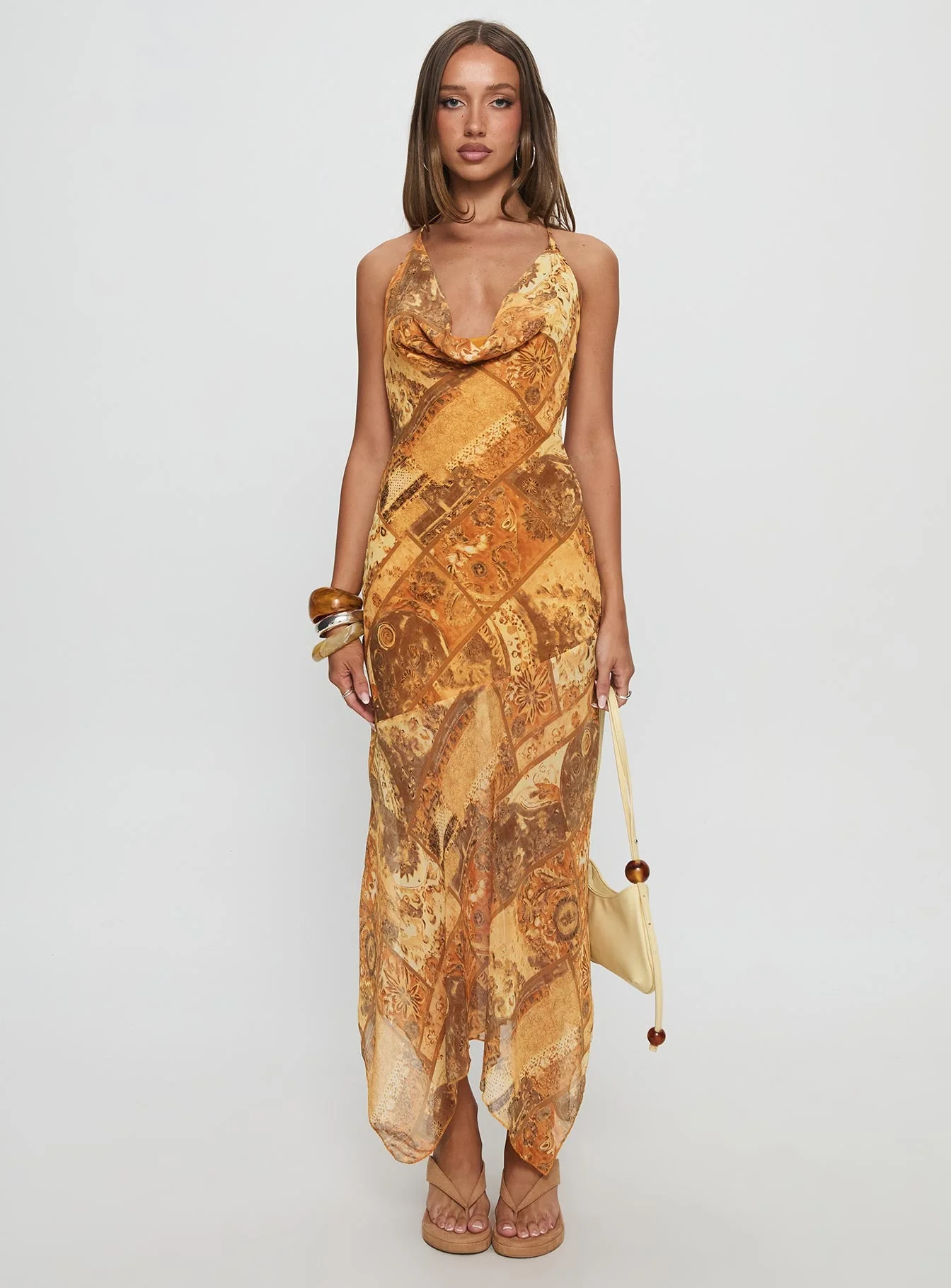 Lyanna Halter Cowl Neck Maxi Dress Multi - Image 8