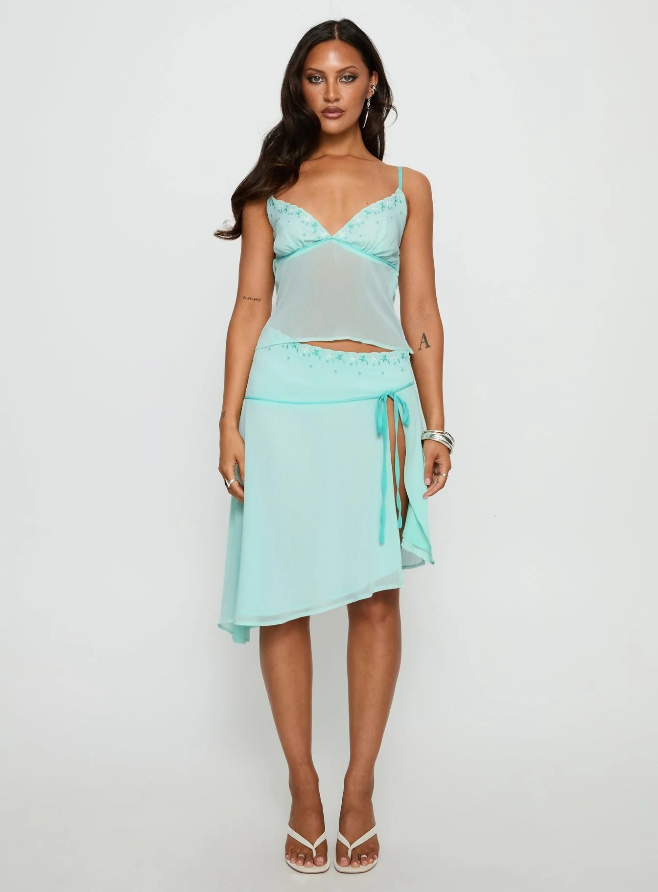 Lynnett Embroidered Cami Top Mint - Image 7