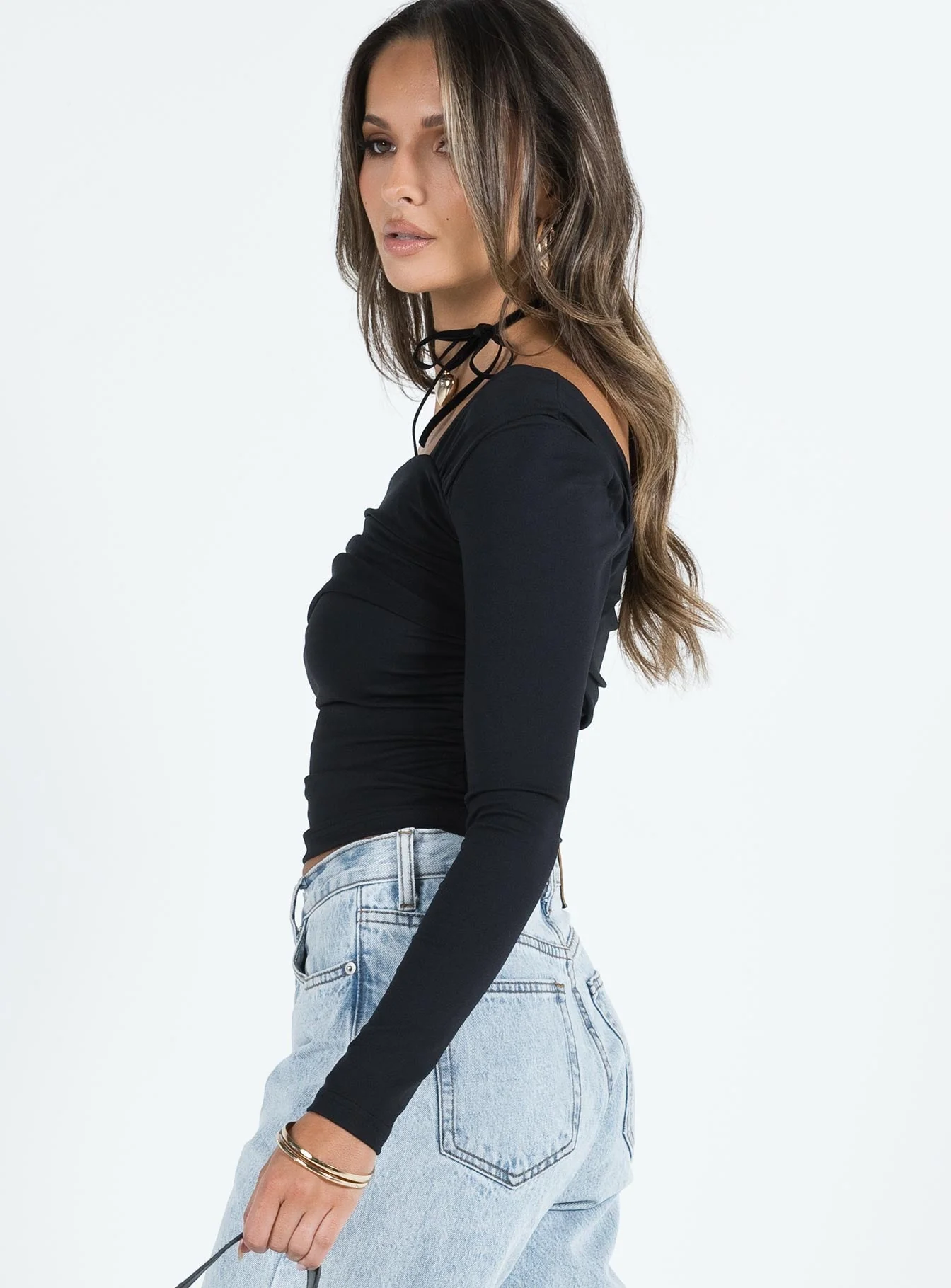 Lynsey Long Sleeve Top Black - Image 4