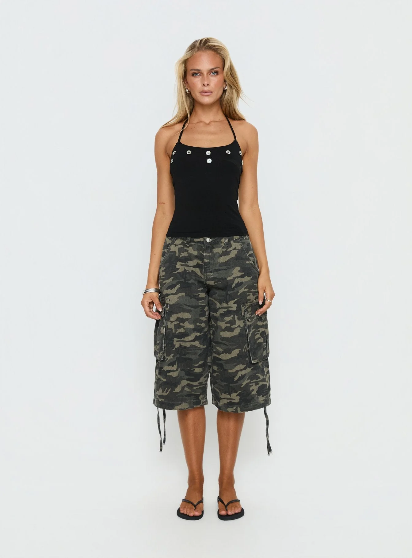 Lysandra Button Halter Top Black - Image 7