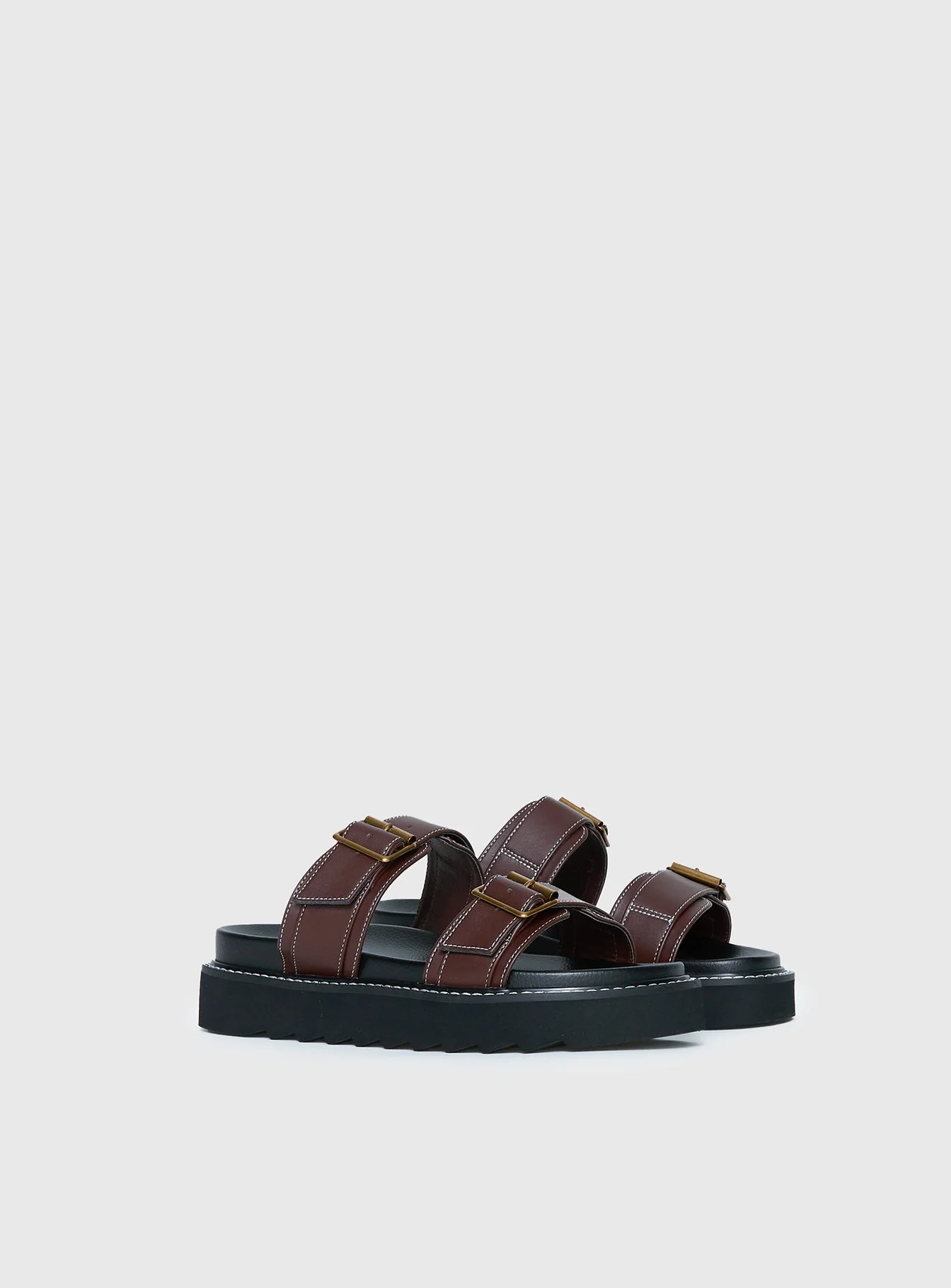 Ma Belle Sandals Contrast Stitch Chocolate - Image 2