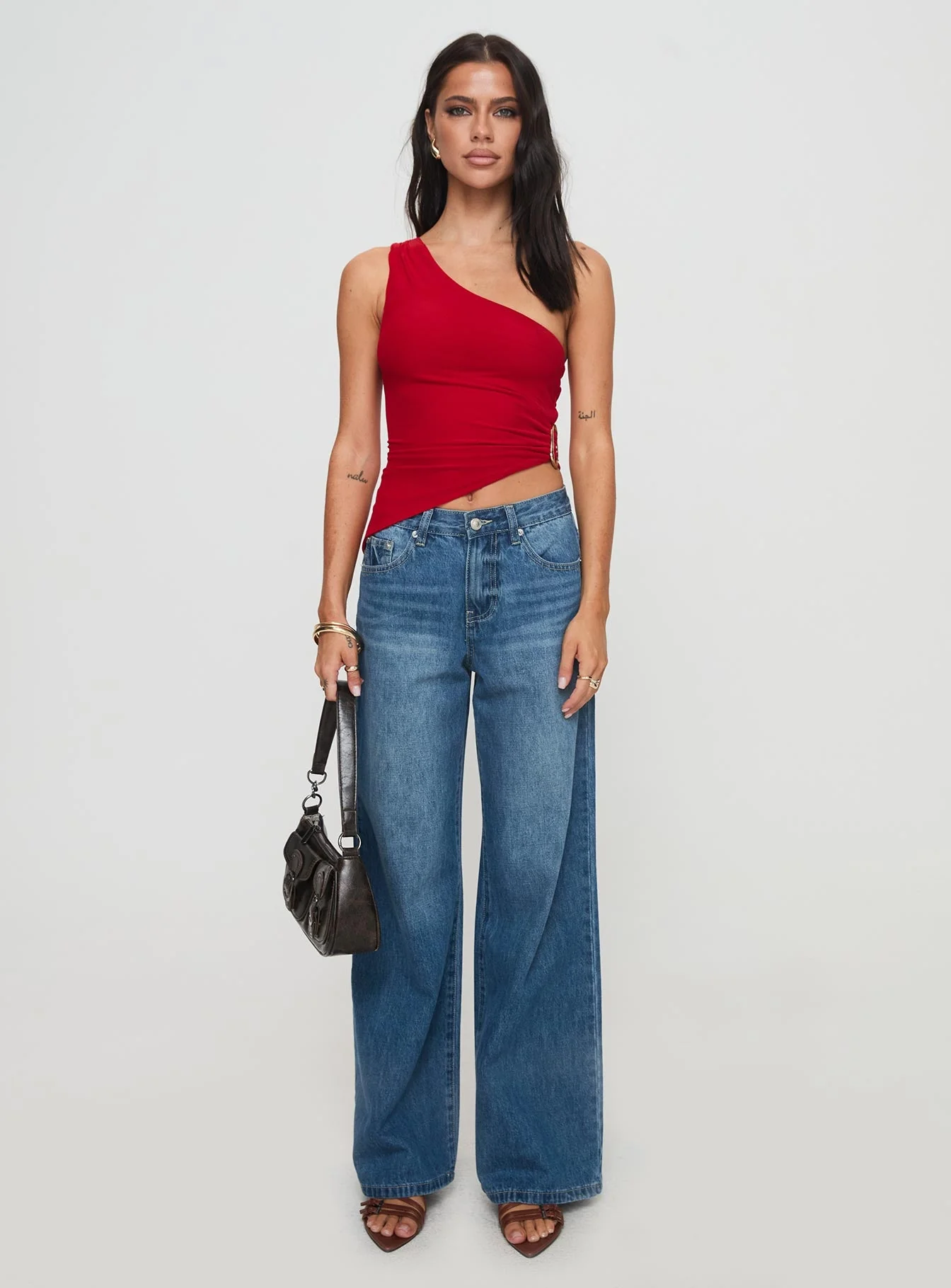 Machiatto One Shoulder Top Red - Image 7