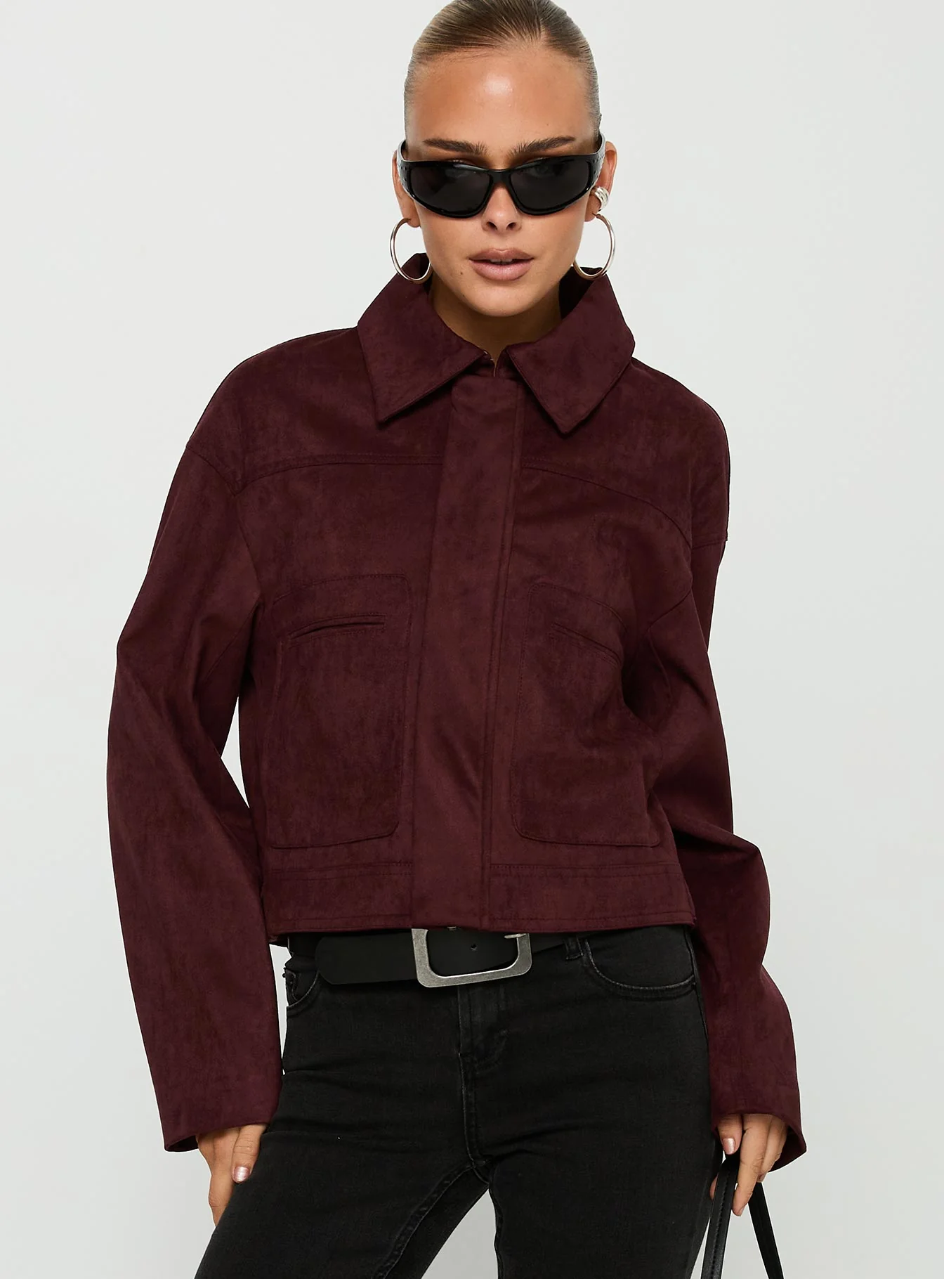 Macquarie Faux Suede Jacket Currant - Image 2