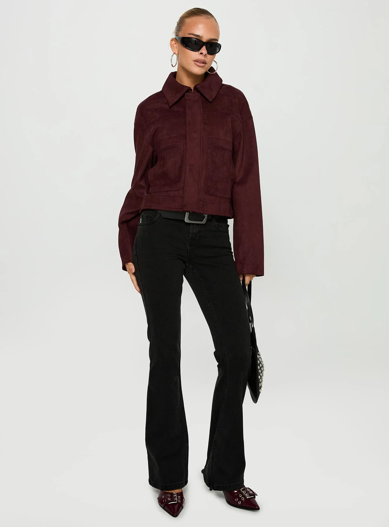 Macquarie Faux Suede Jacket Currant - Image 3