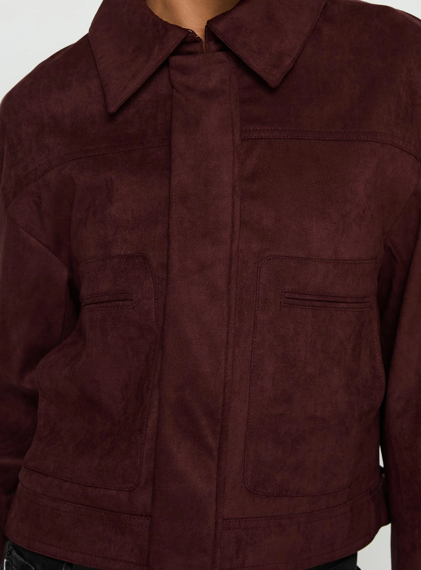 Macquarie Faux Suede Jacket Currant - Image 6