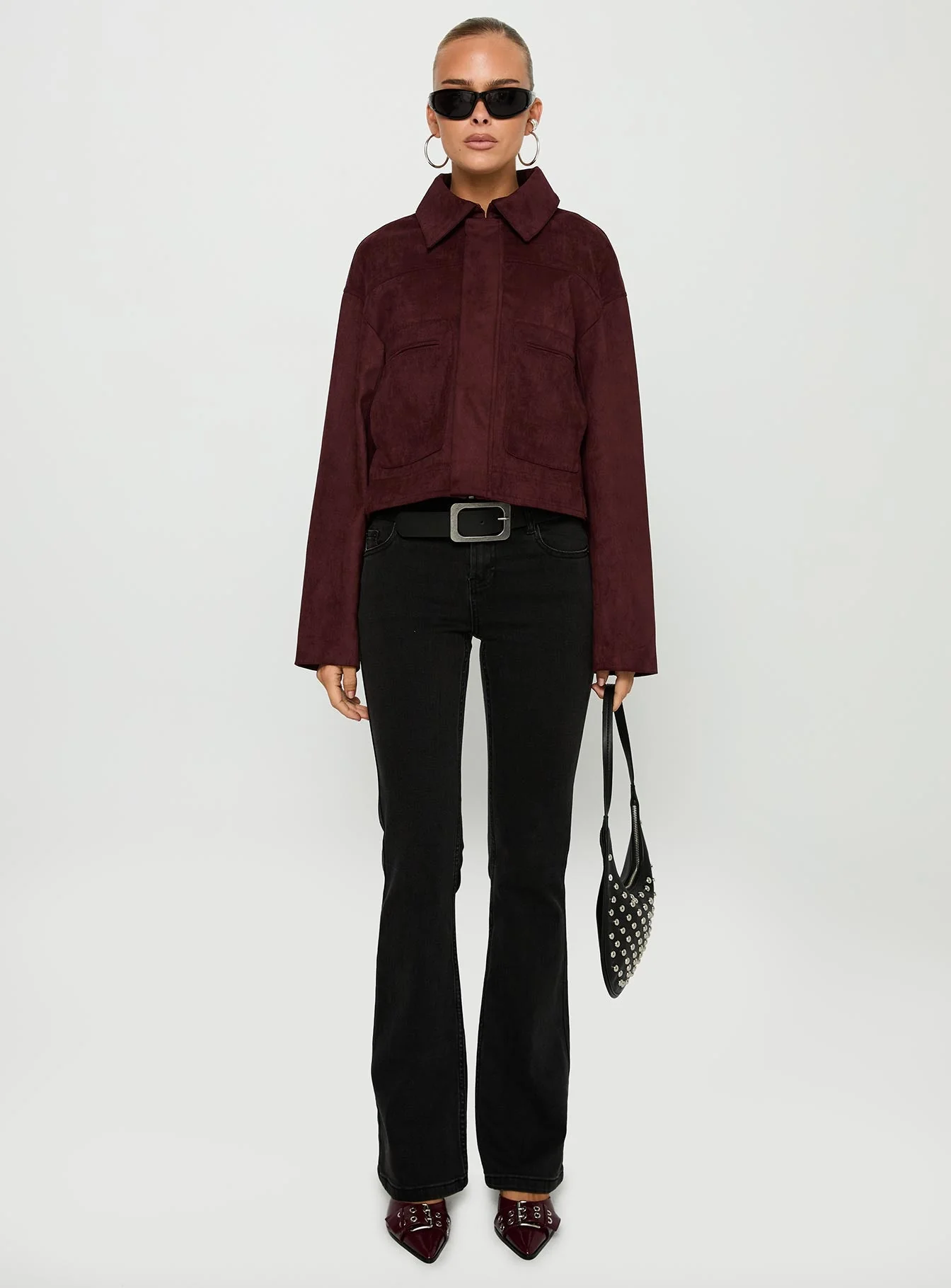 Macquarie Faux Suede Jacket Currant - Image 7