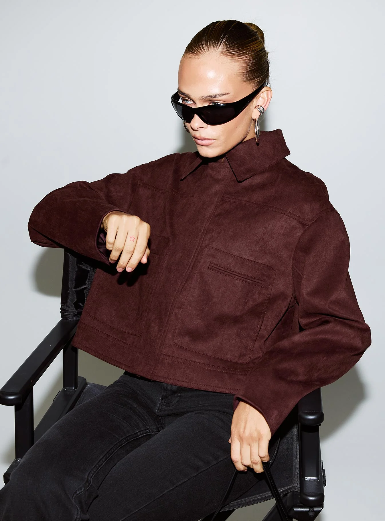 Macquarie Faux Suede Jacket Currant - Image 8