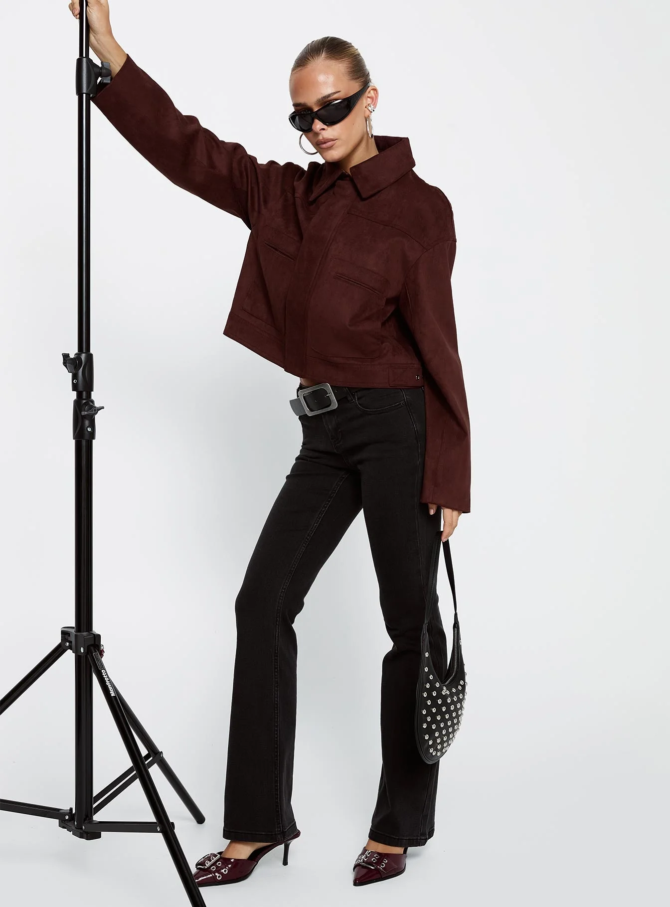 Macquarie Faux Suede Jacket Currant - Image 9