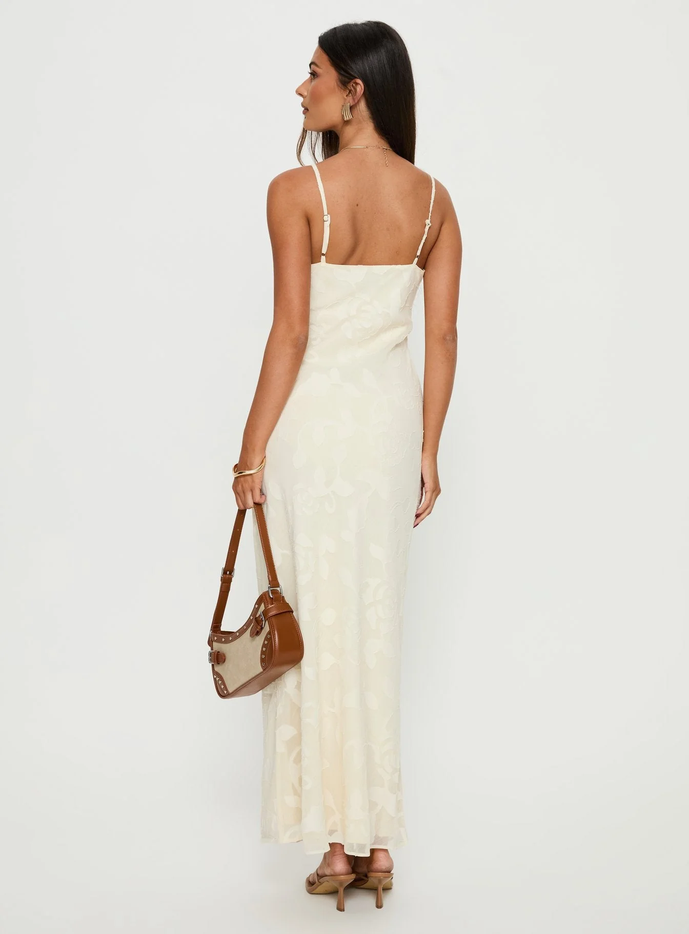 Madalena Frill Maxi Dress Beige Floral - Image 5