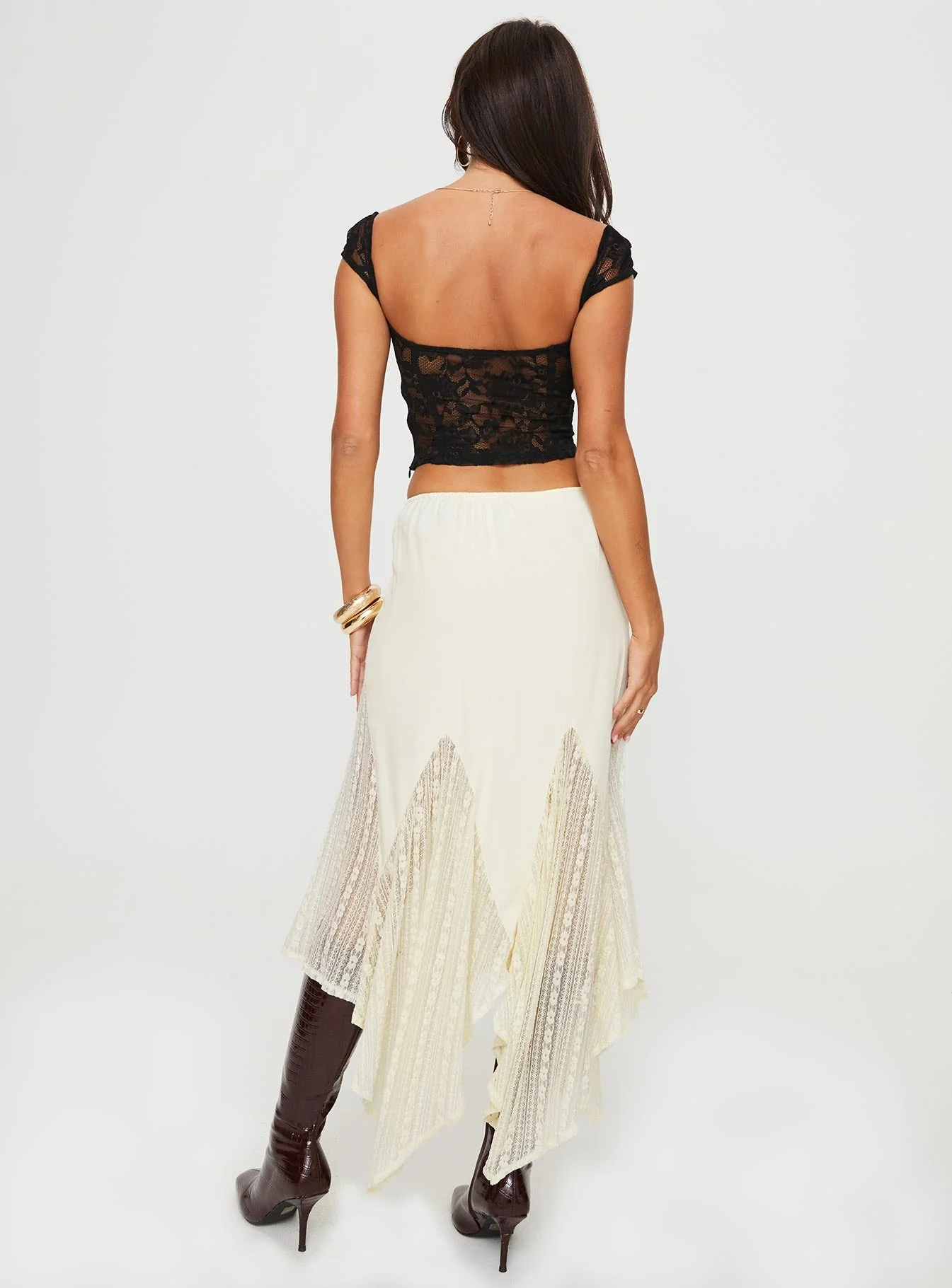 Madame Lace Maxi Skirt Cream Petite - Image 5