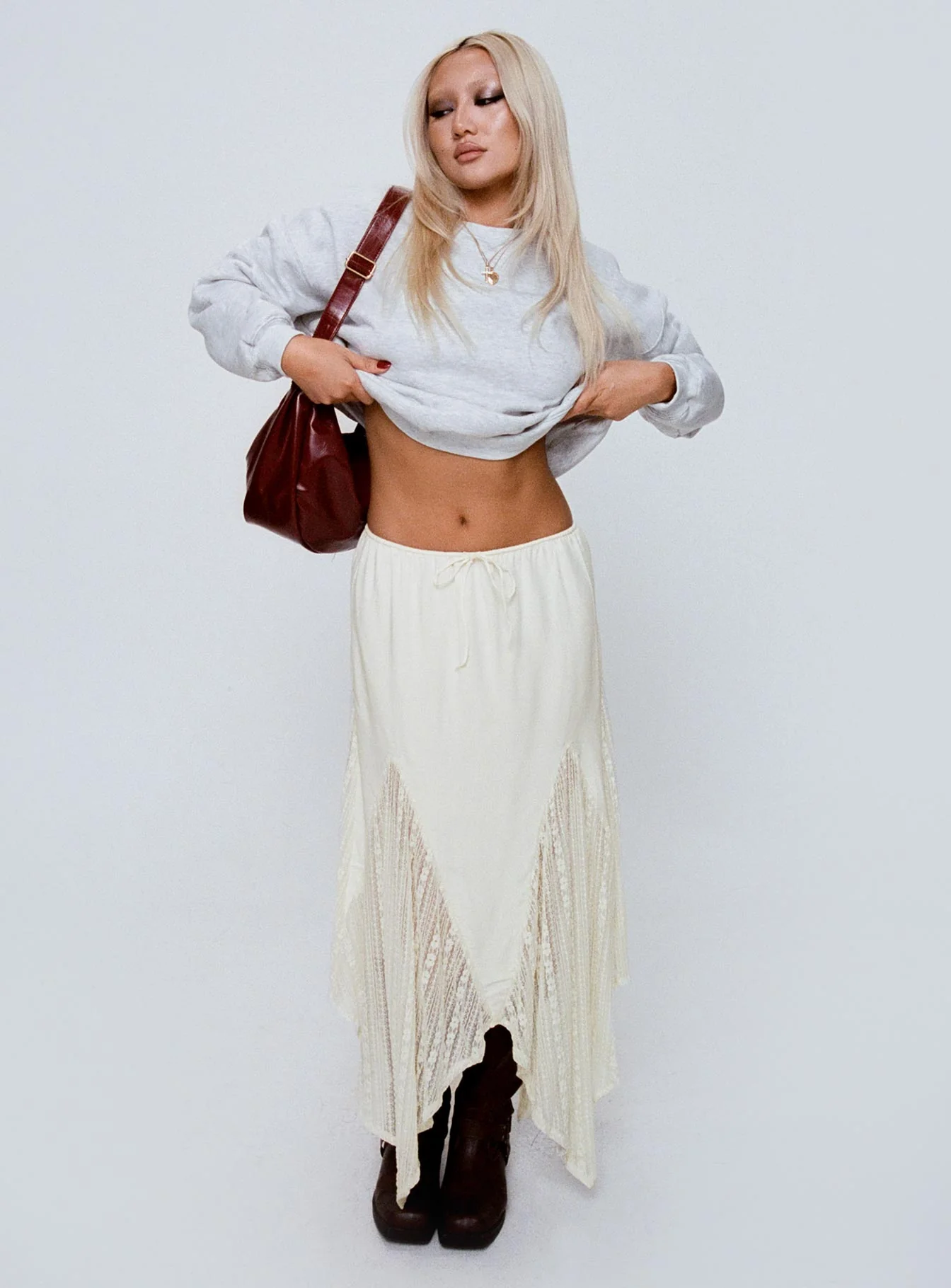 Madame Lace Maxi Skirt Cream Petite - Image 6