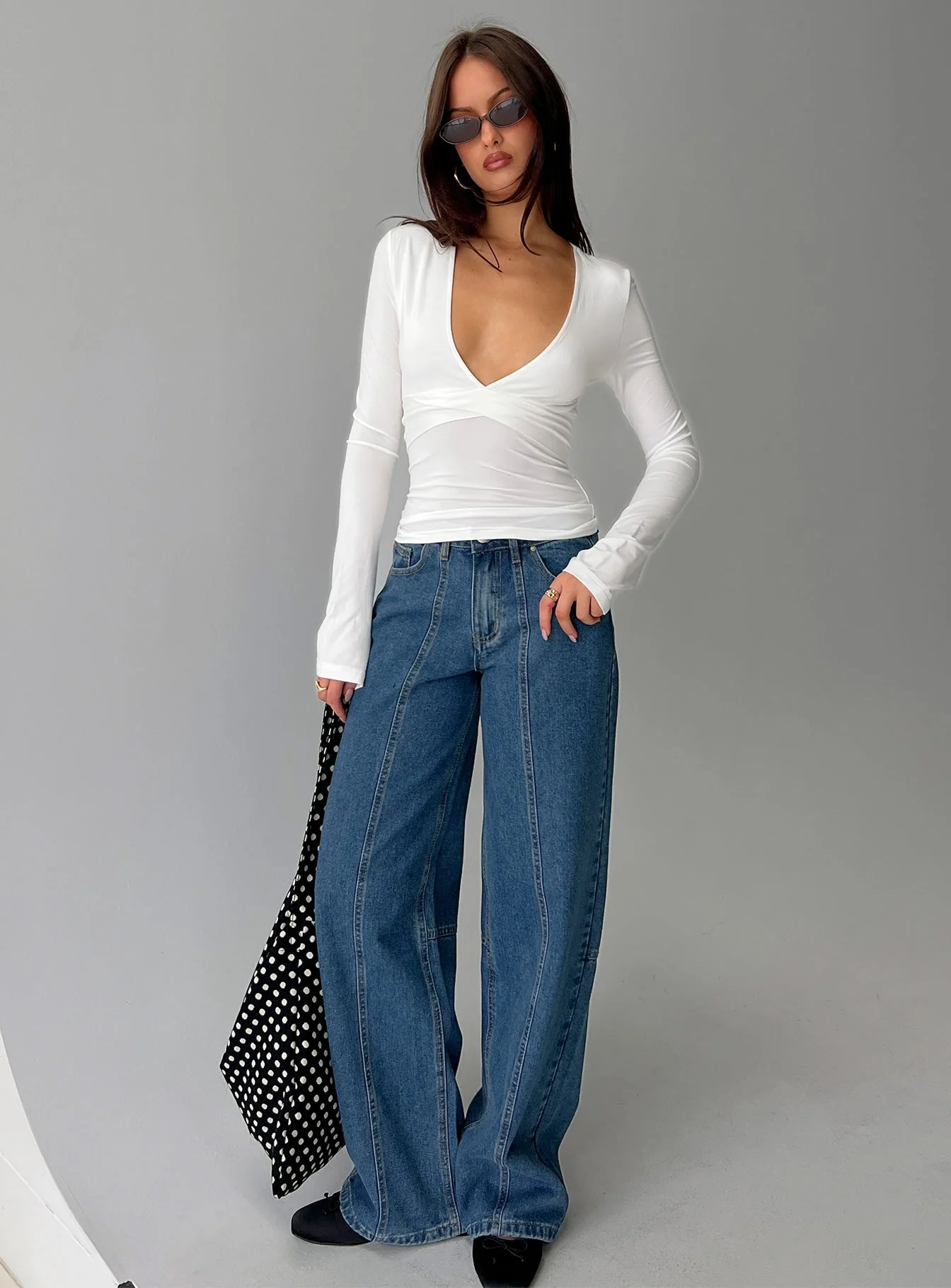 Madelon Long Sleeve Wrap Top White - Image 8
