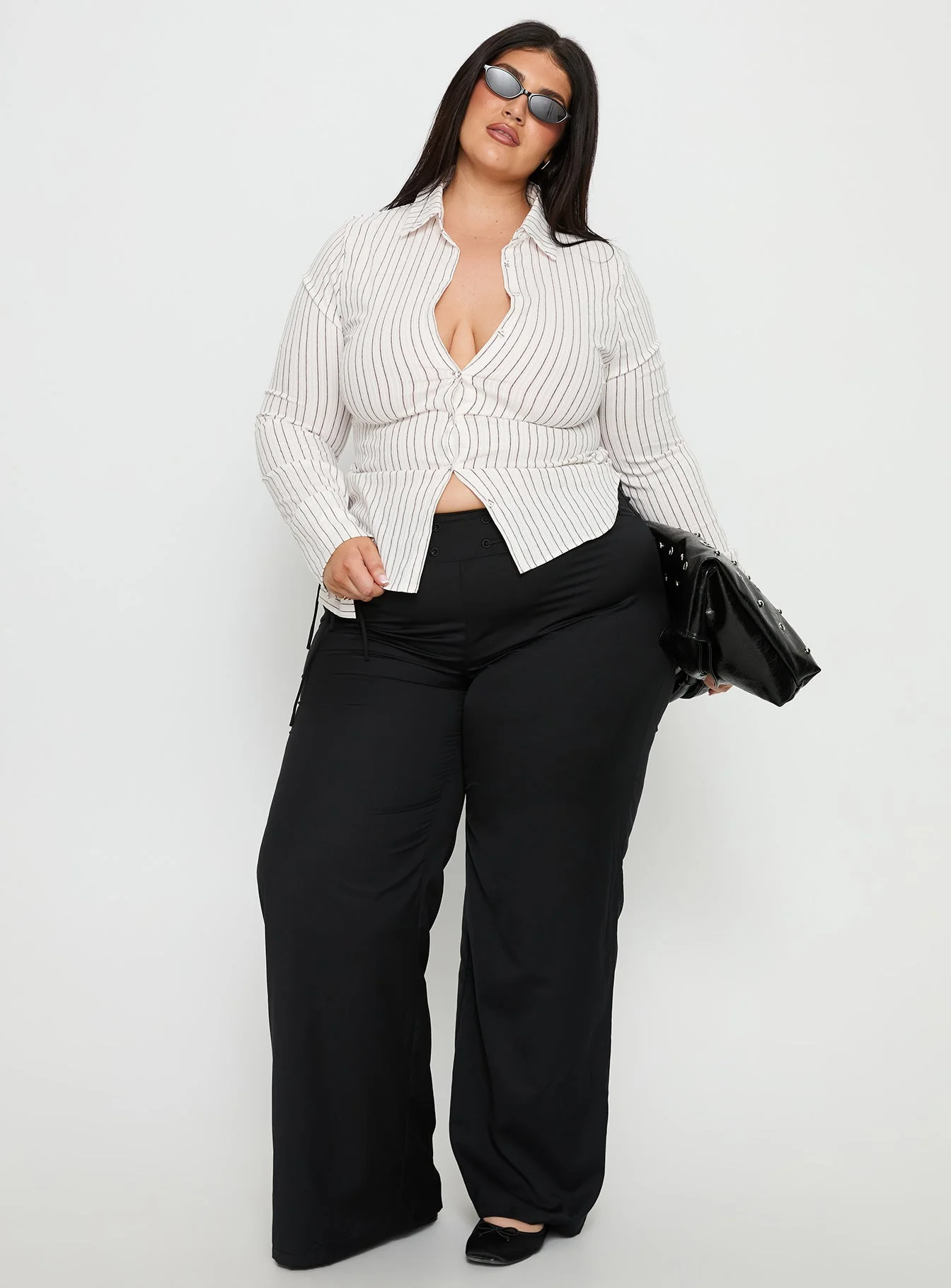 Madlin Long Sleeve Top Beige Stripe Curve - Image 3
