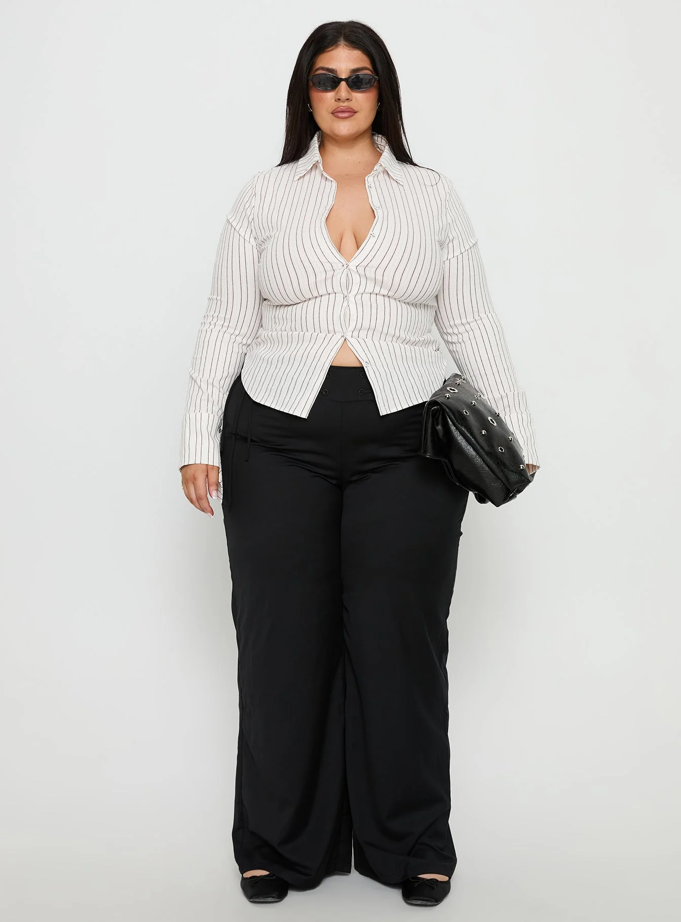 Madlin Long Sleeve Top Beige Stripe Curve - Image 7