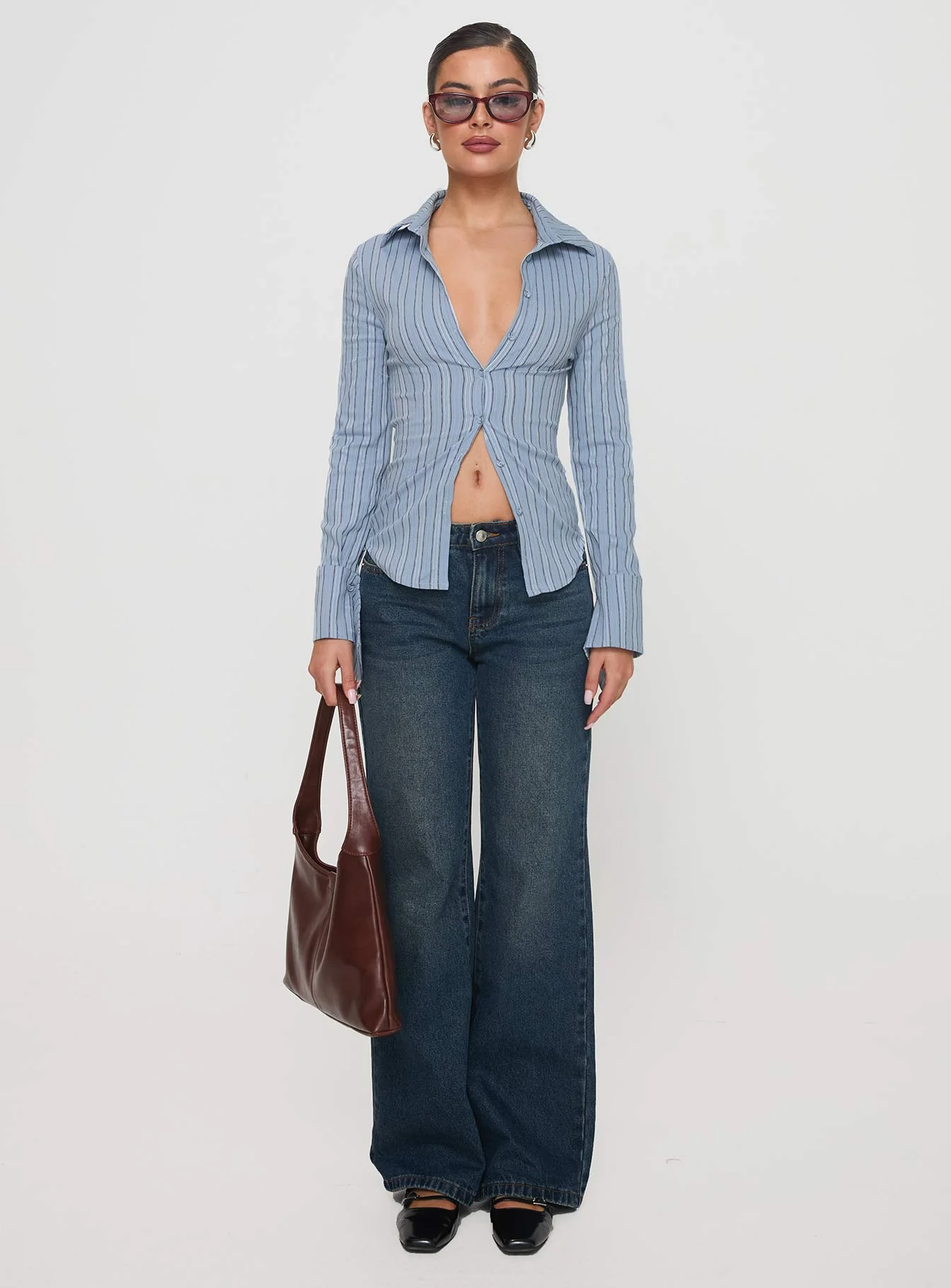 Madlin Long Sleeve Top Blue Stripe - Image 7