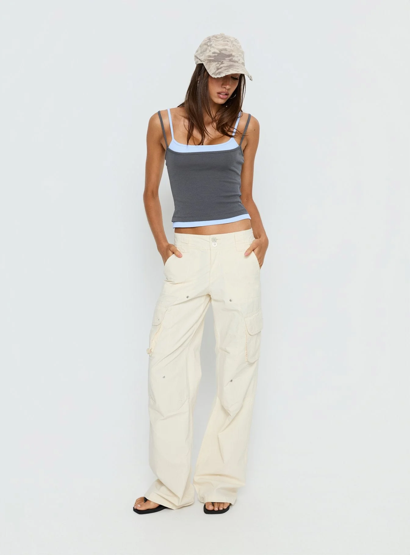 Maeka Layered Jersey Tank Top Grey / Blue - Image 2
