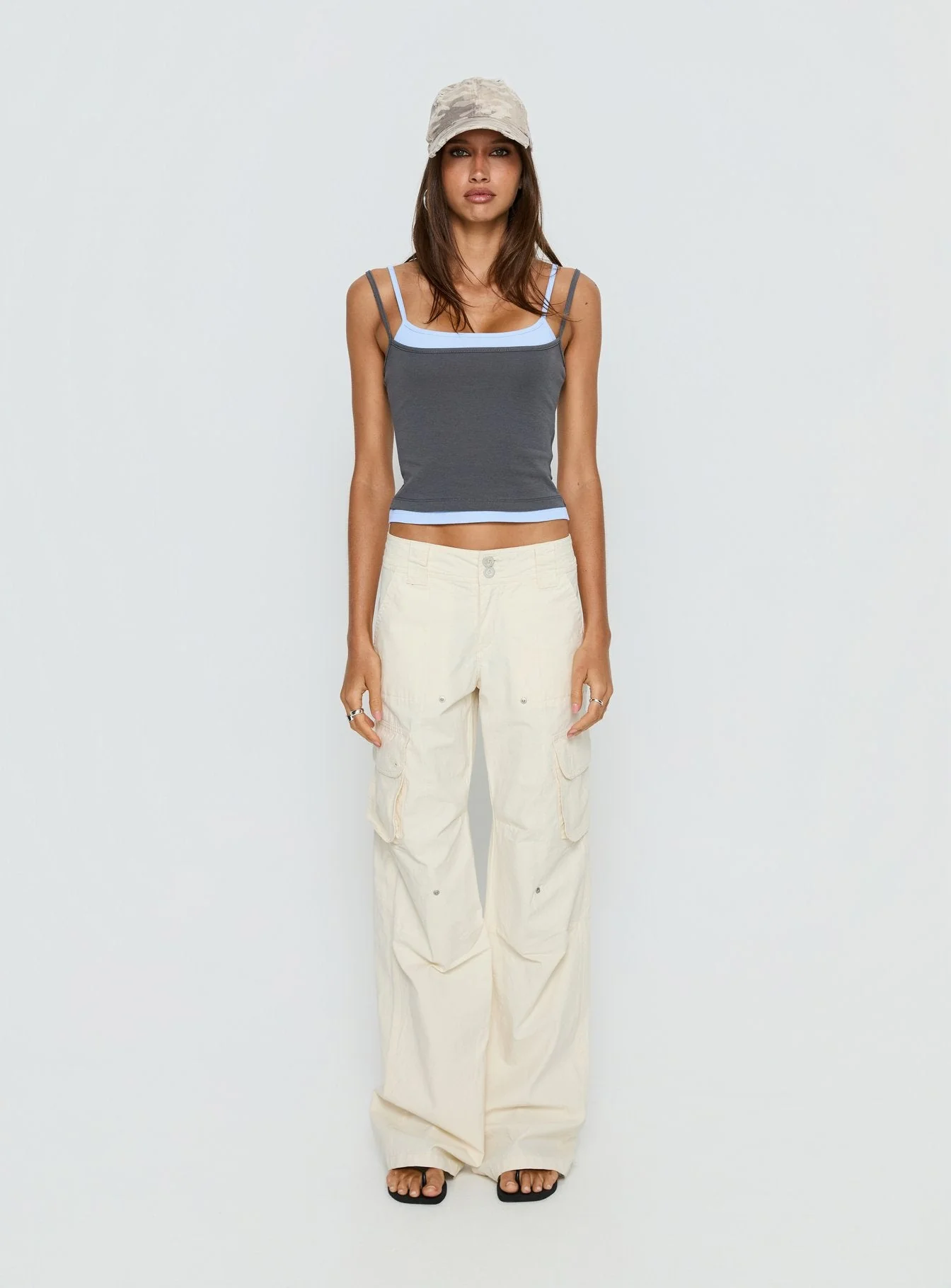 Maeka Layered Jersey Tank Top Grey / Blue - Image 6