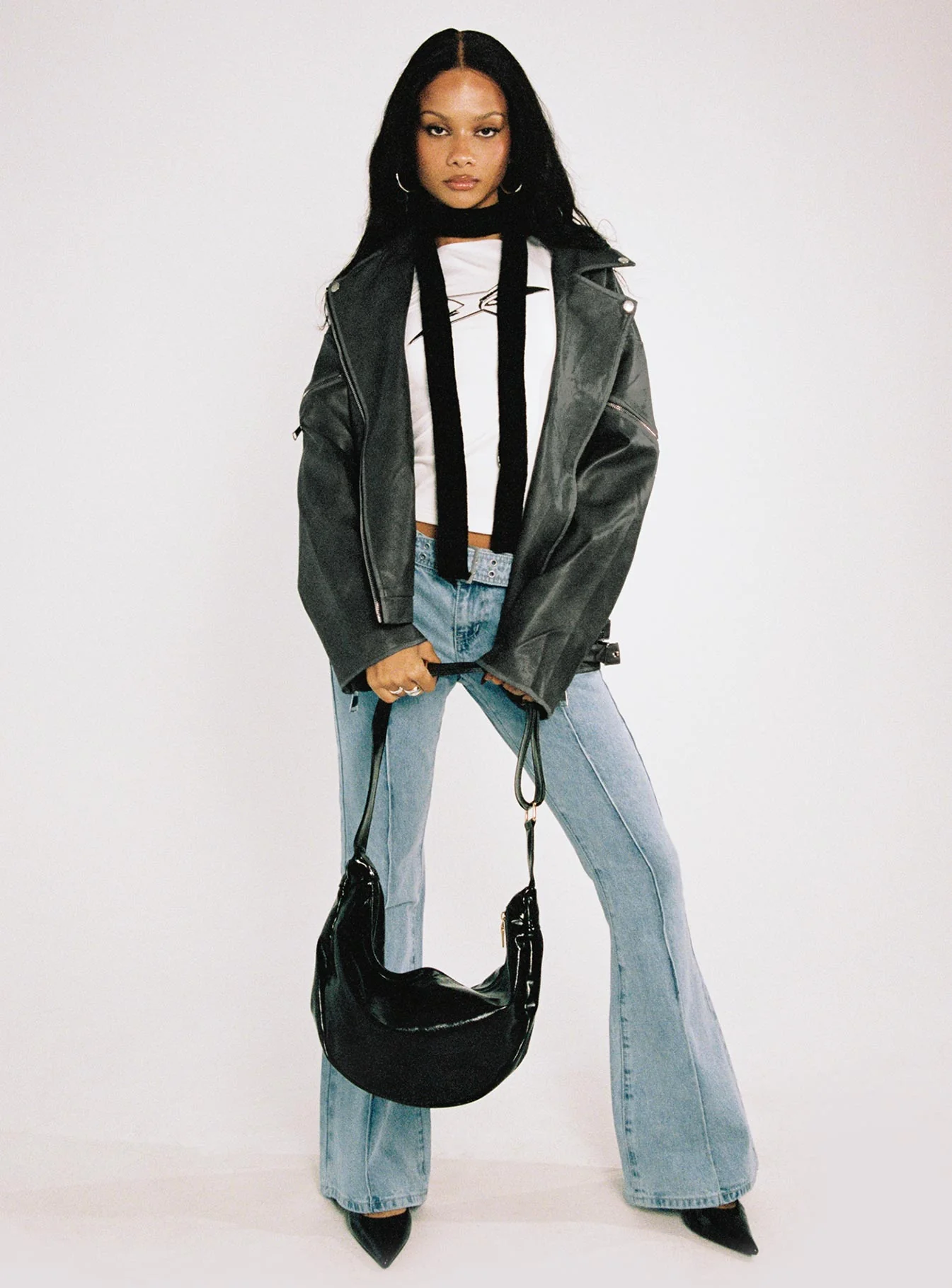 Magnets Faux Leather Jacket Washed Charcoal - Image 12