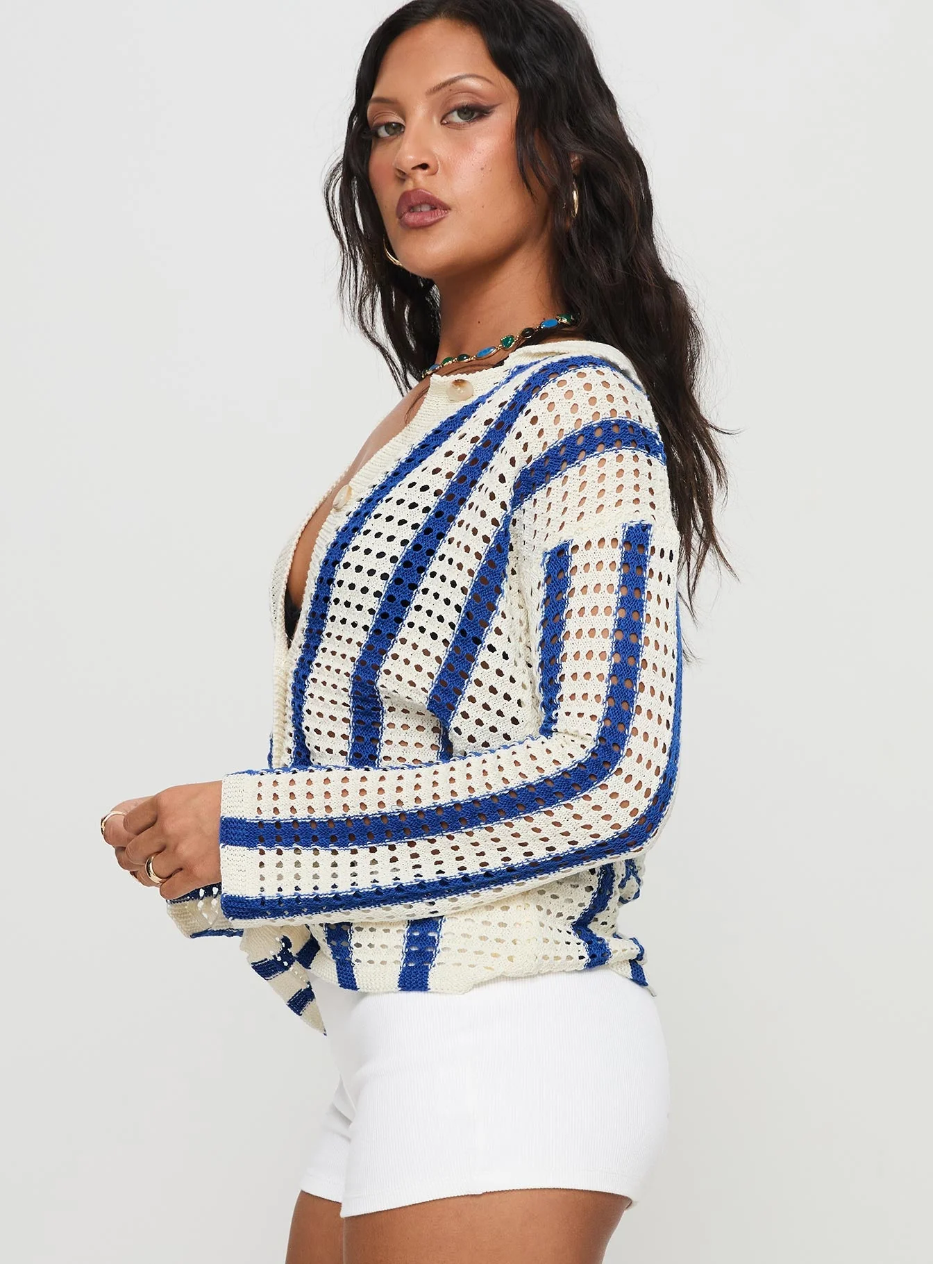 Magnus Collared Knit Sweater Blue Stripe - Image 4