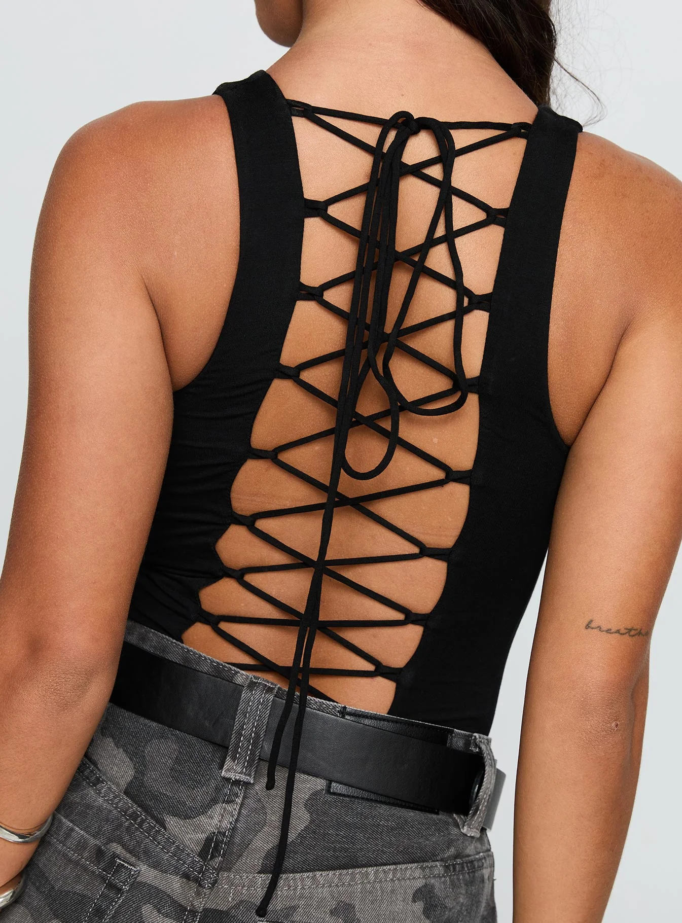 Majesty Tie Back Bodysuit Black - Image 6