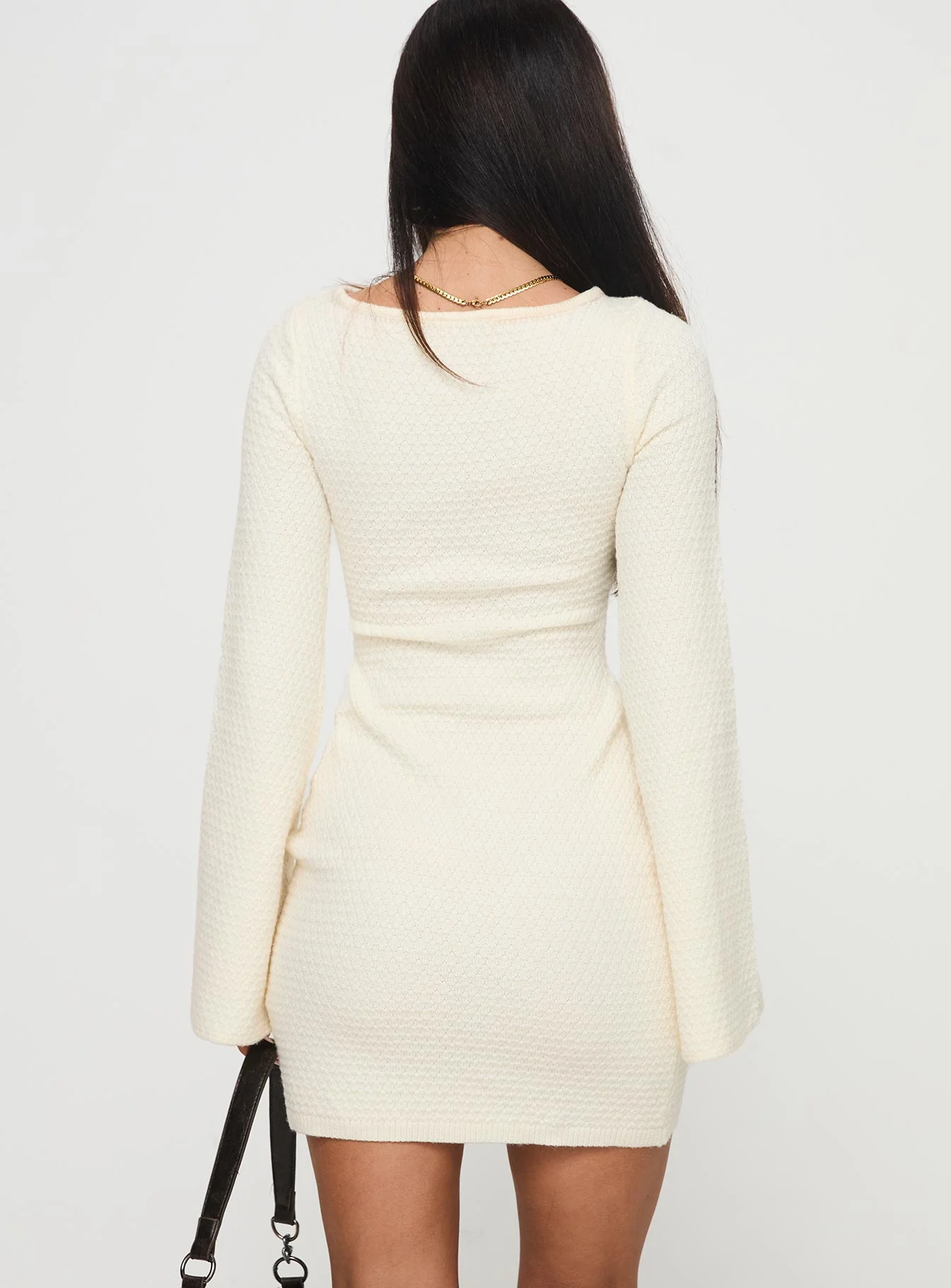 Malcalm Long Sleeve Mini Dress Cream - Image 5