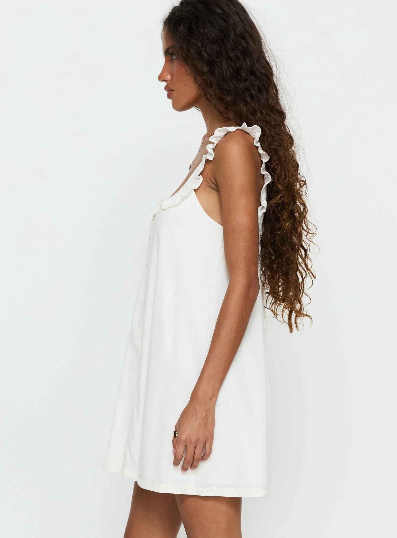 Malinda Babydoll Mini Dress White - Image 4
