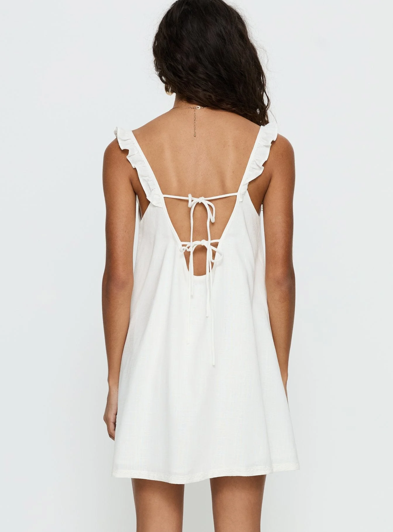 Malinda Babydoll Mini Dress White - Image 5