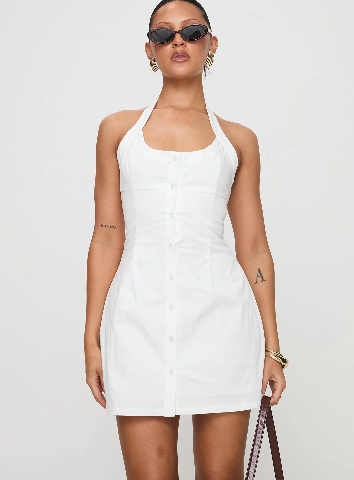 Mallorie Halter Mini Dress White - Image 2