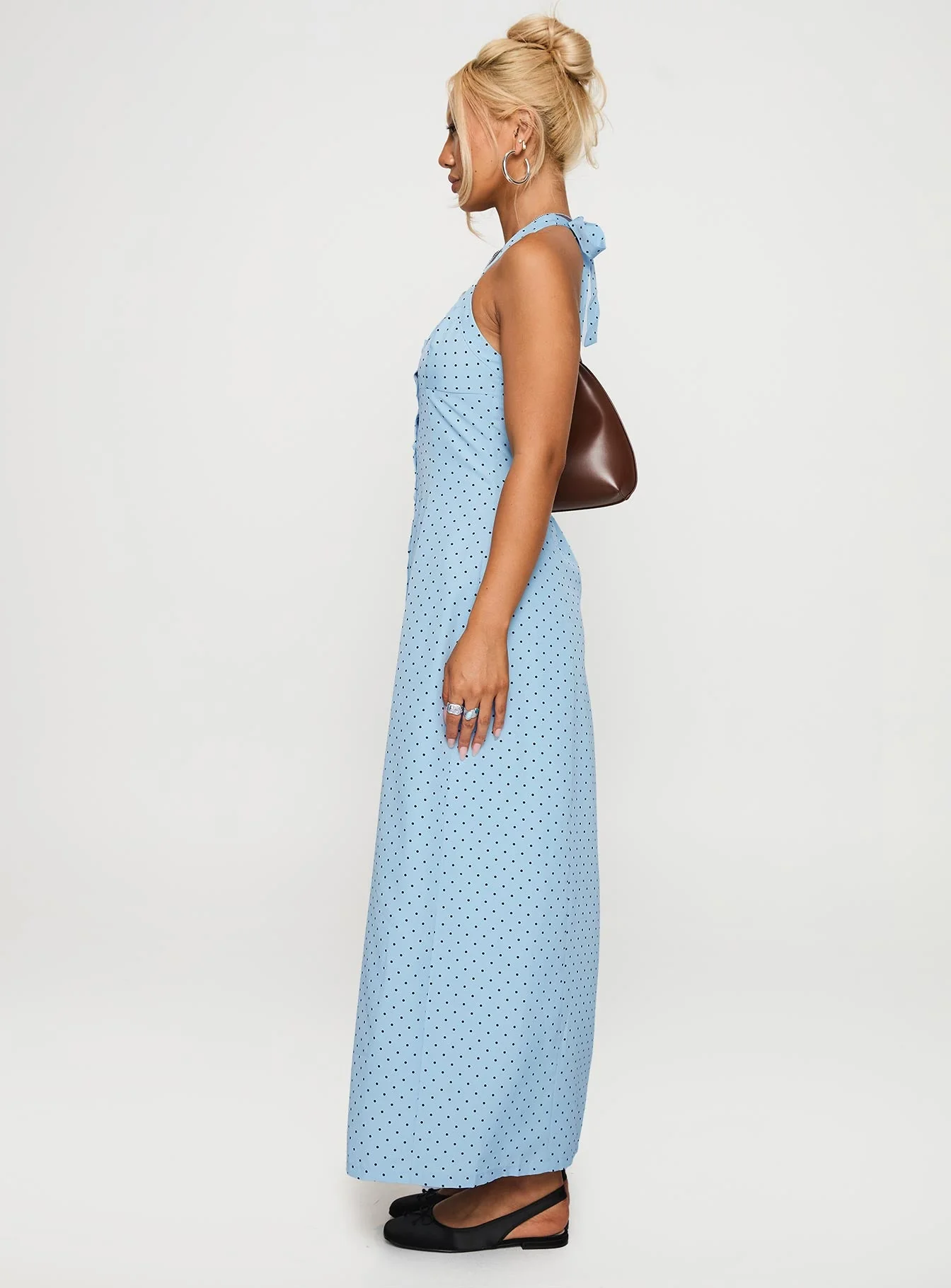 Mallorie Halter Maxi Dress Blue / Black Polka - Image 4