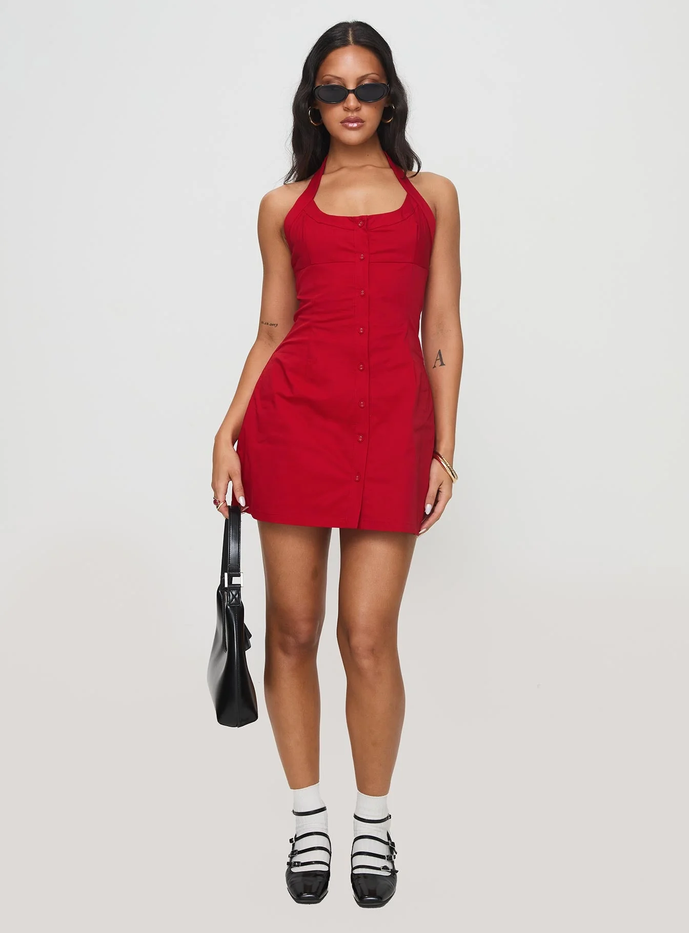 Mallorie Halter Mini Dress Red Petite - Image 3