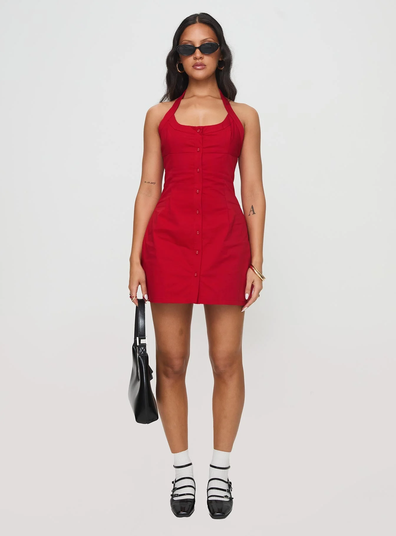 Mallorie Halter Mini Dress Red Petite - Image 7