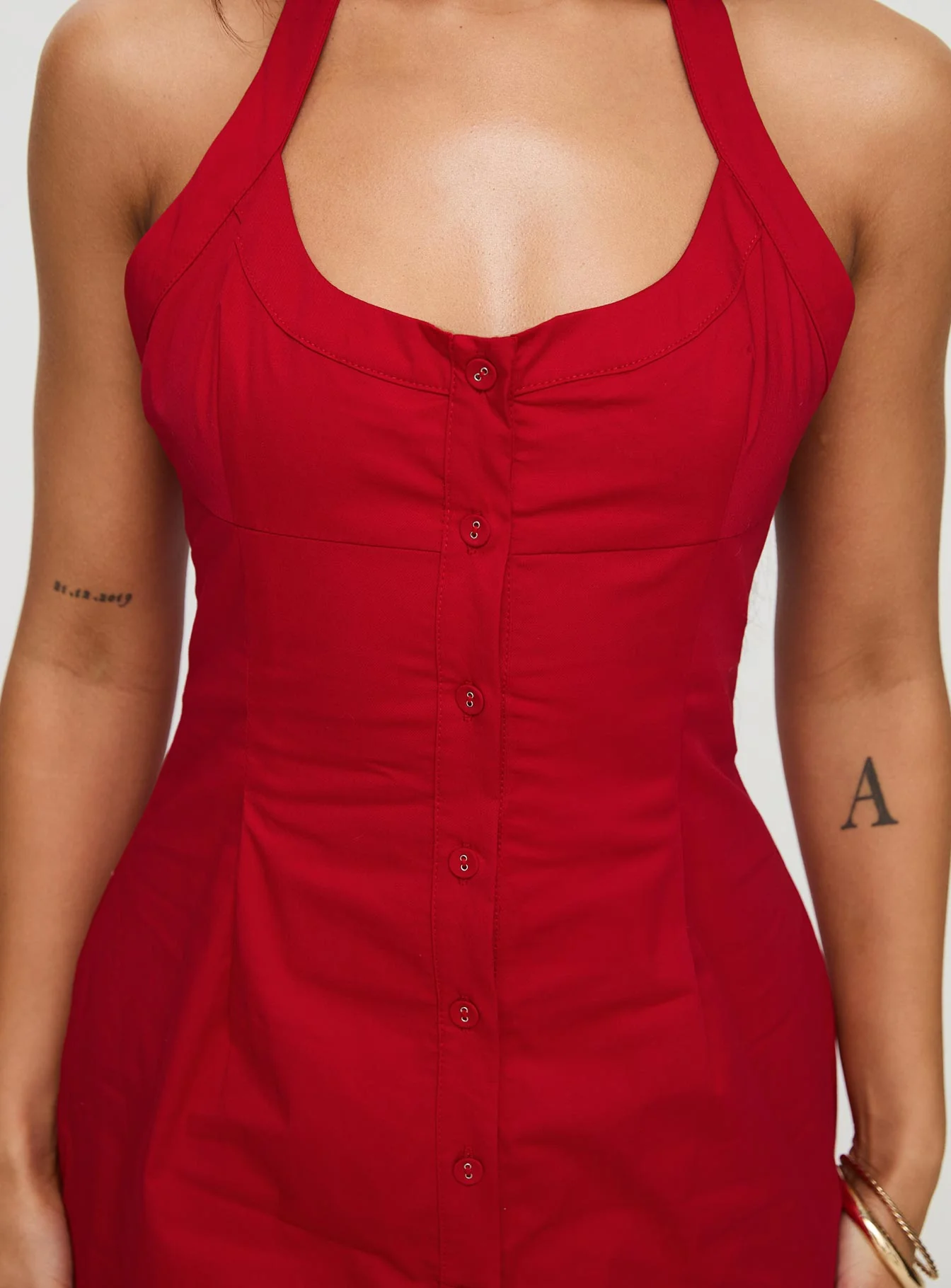 Mallorie Halter Mini Dress Red Tall - Image 8