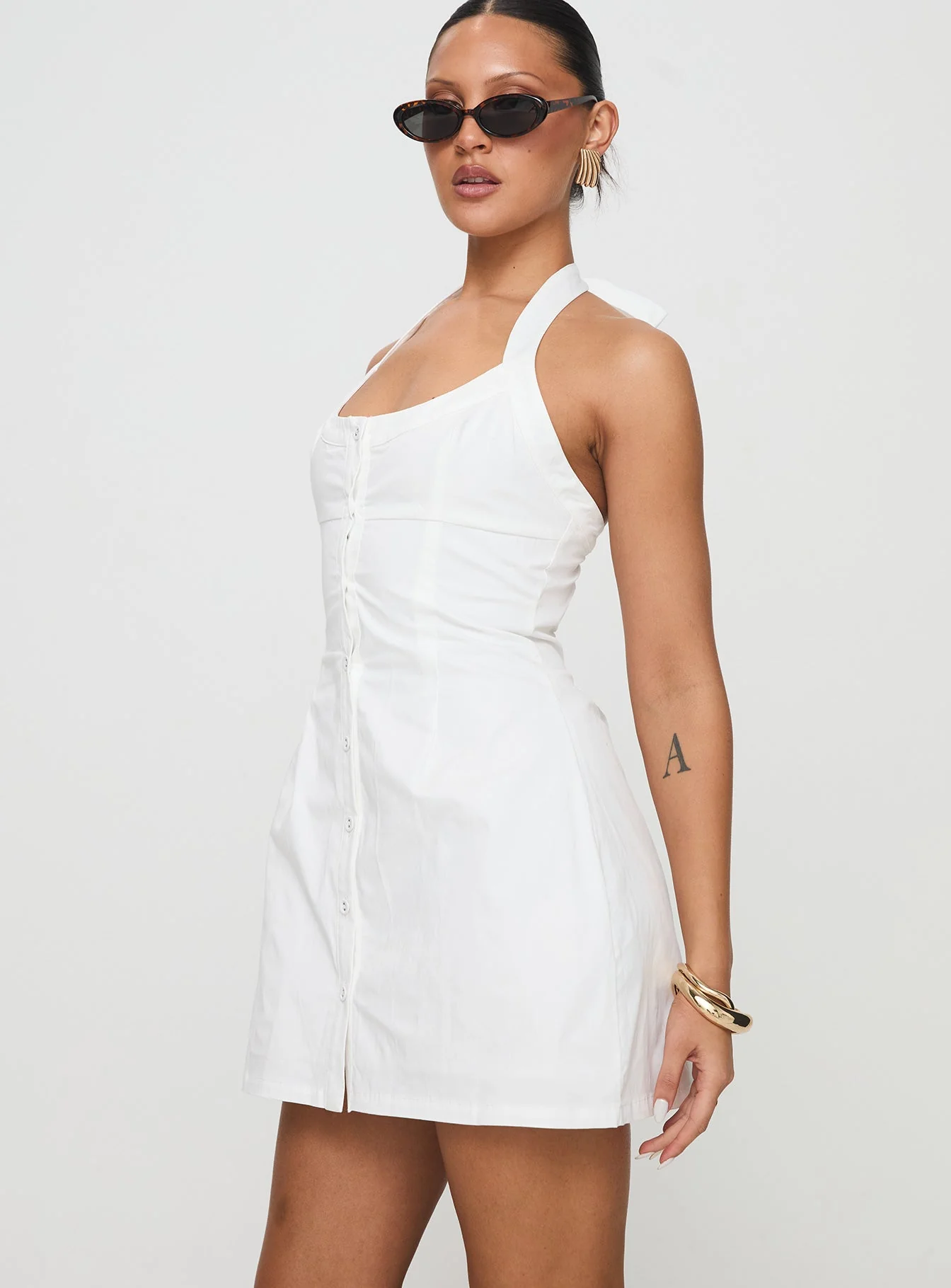 Mallorie Halter Mini Dress White Petite - Image 4
