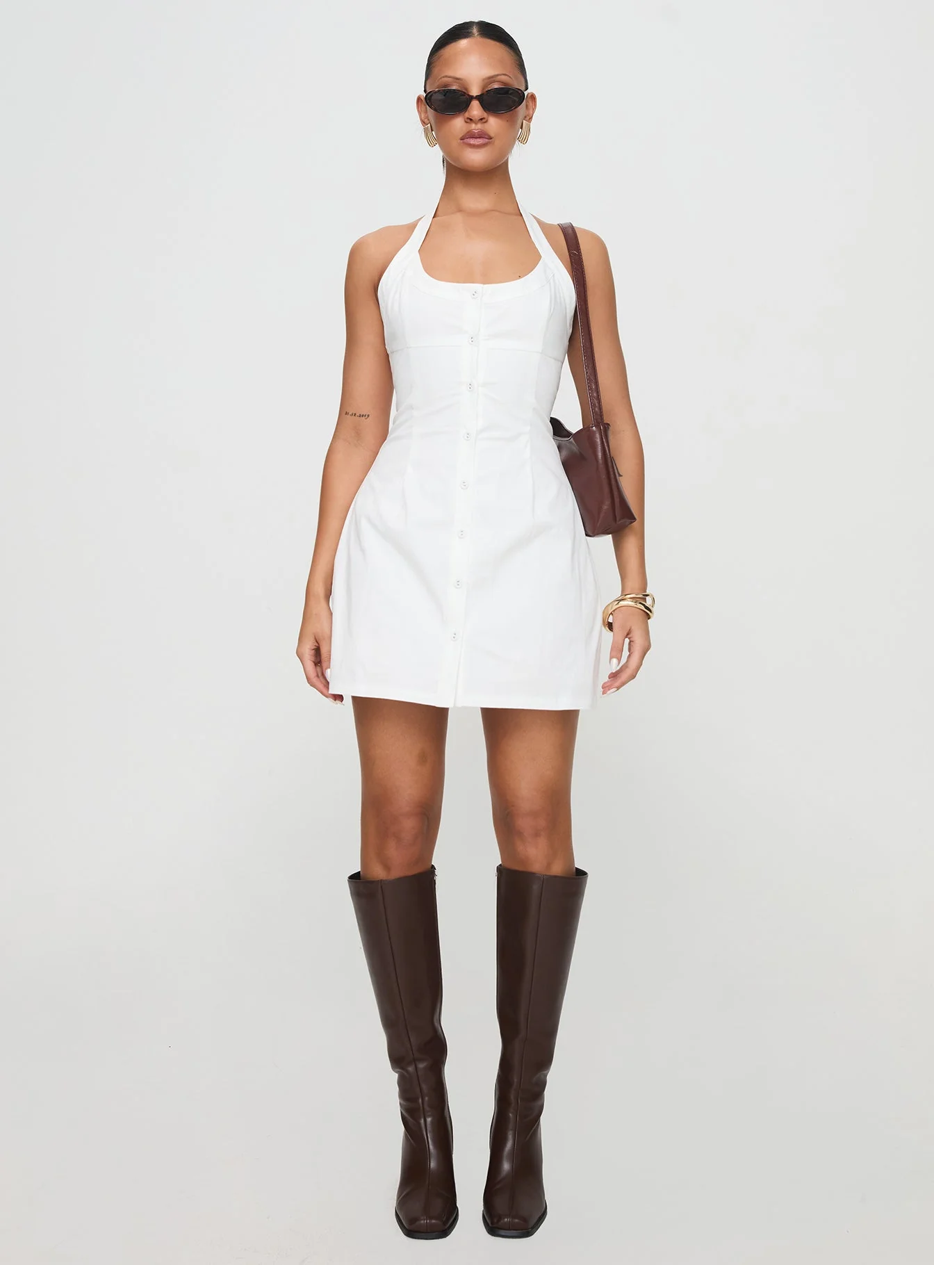 Mallorie Halter Mini Dress White Petite - Image 7