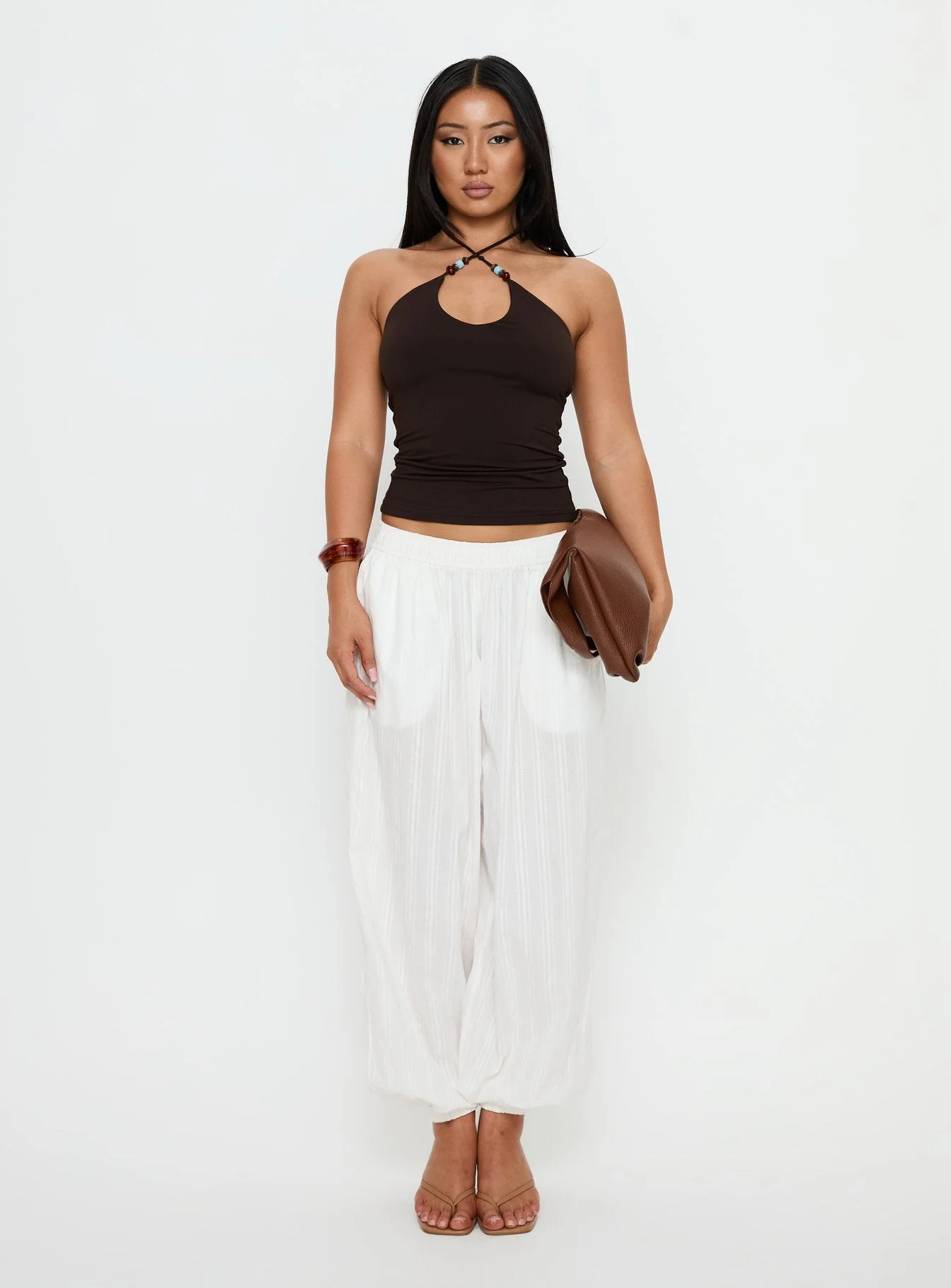 Manika Bead Detail Top Chocolate - Image 6