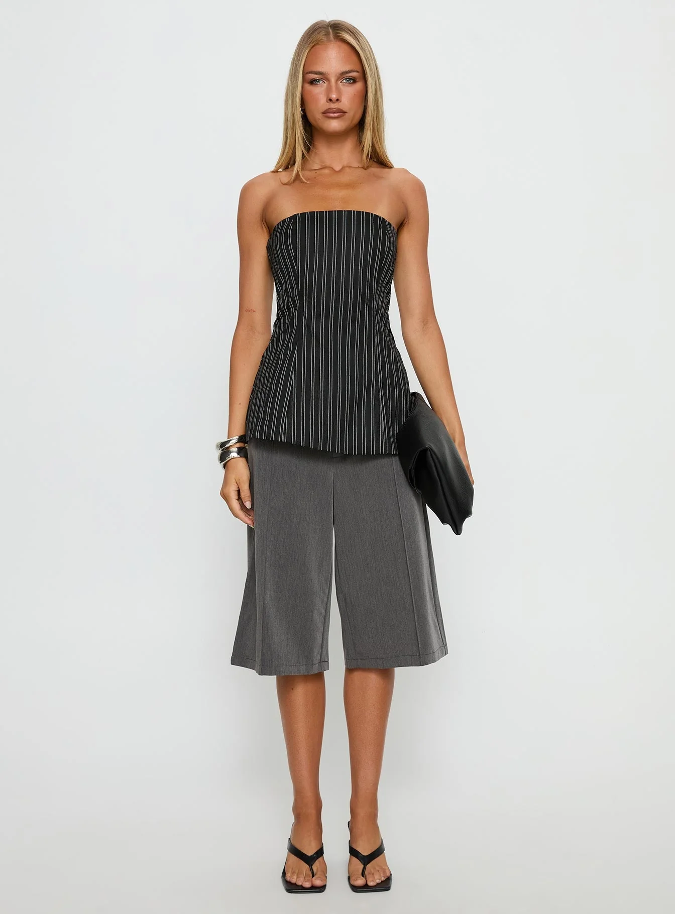 Maralyn Strapless Top Black Pinstripe - Image 7