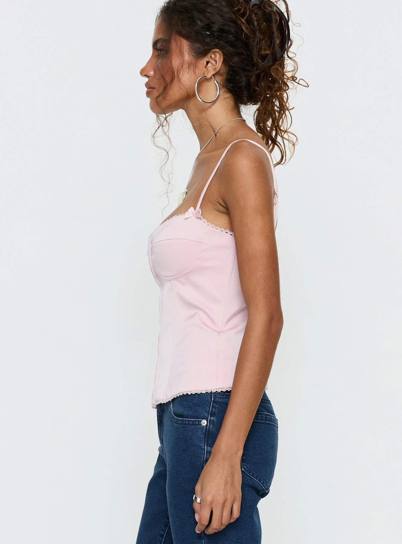 Maralyne Satin Corset Top Soft Pink - Image 4