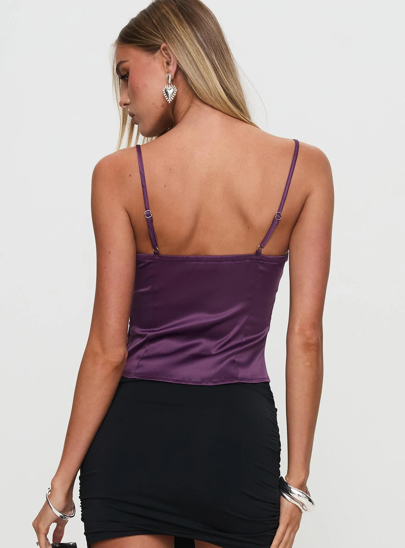 Marcelline Satin Top Plum - Image 5