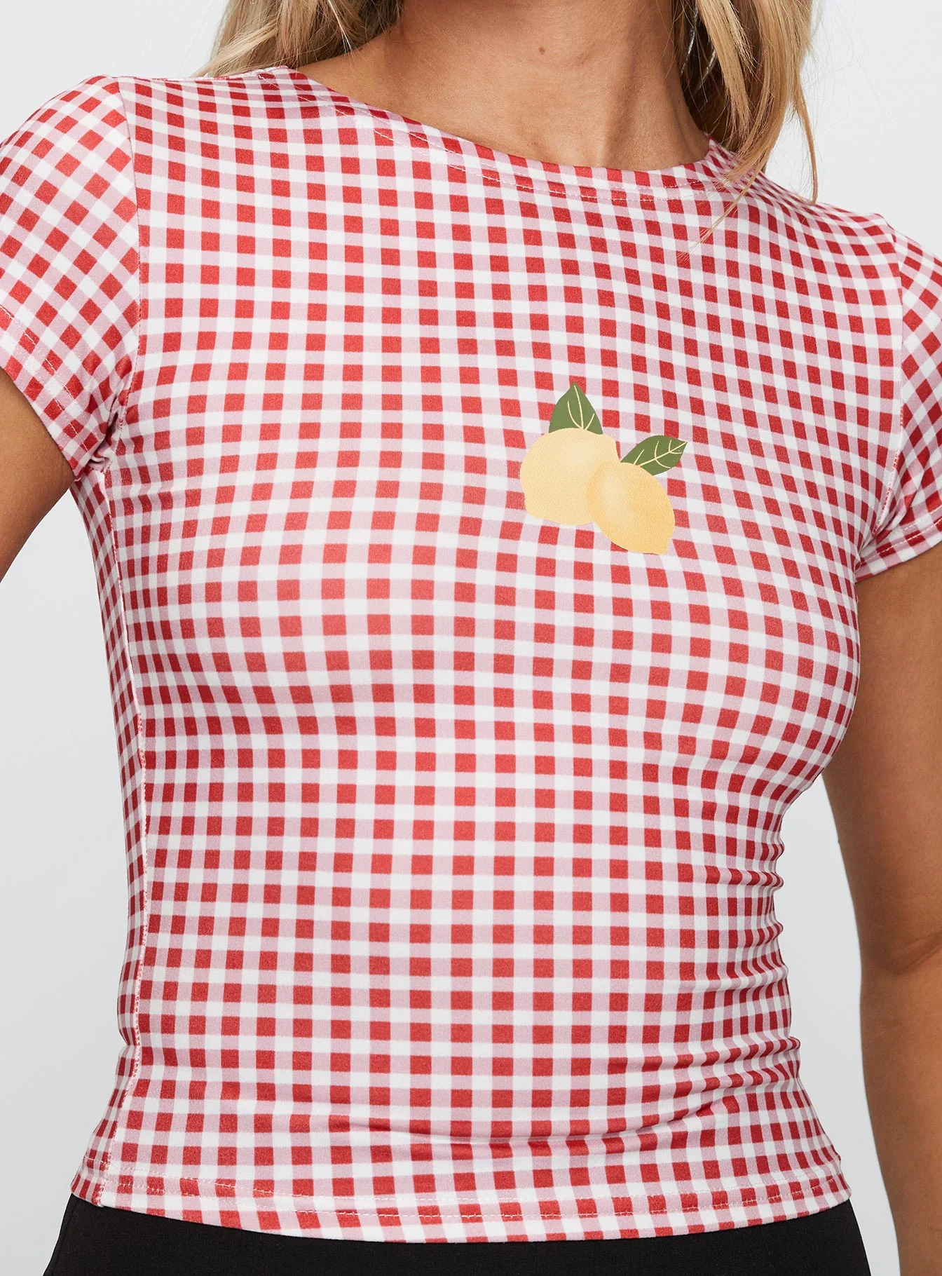 Marcello Graphic Top Red Check - Image 6