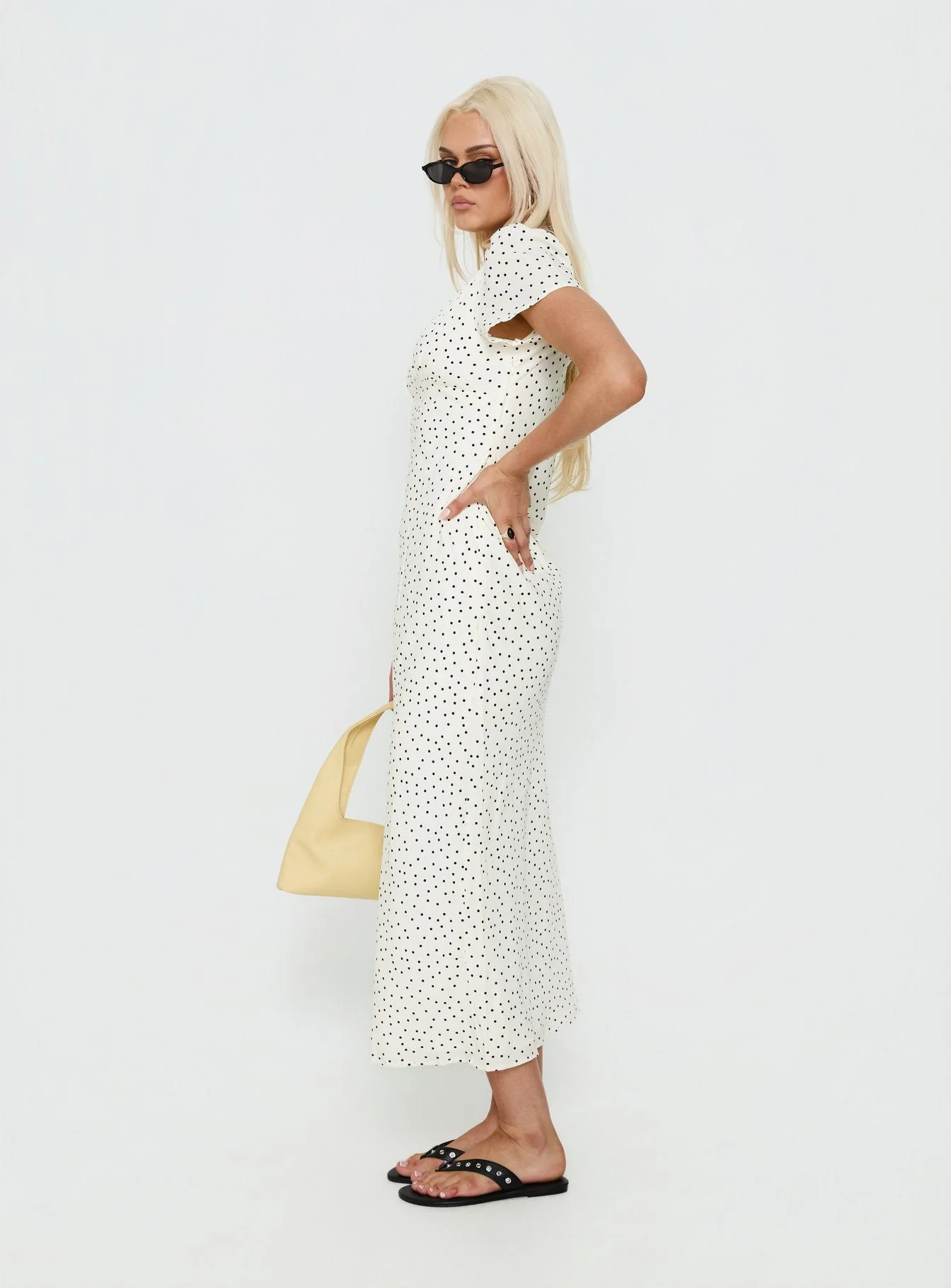 Mareiko V Neck Maxi Dress Cream Polka Dot - Image 4