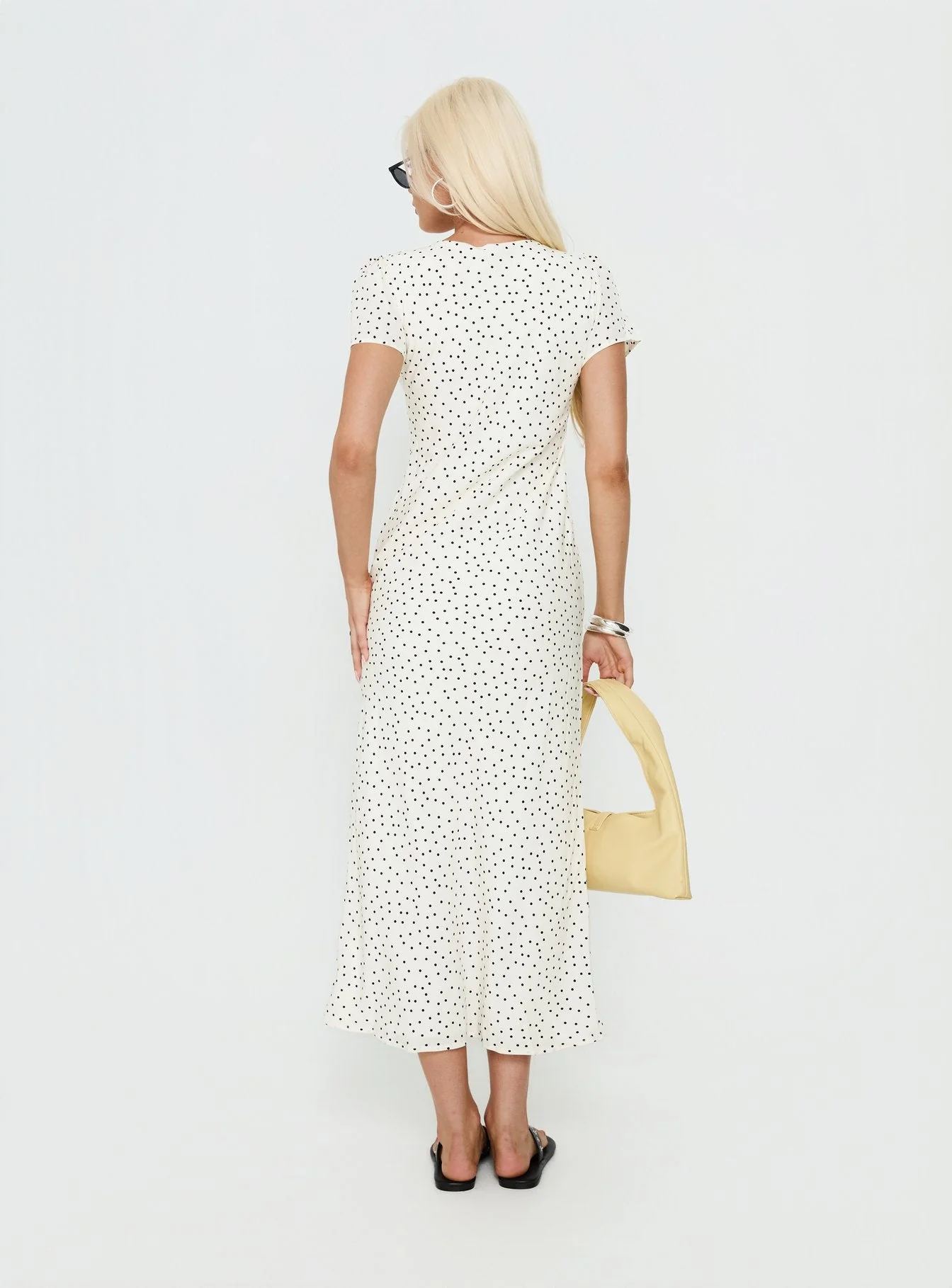 Mareiko V Neck Maxi Dress Cream Polka Dot - Image 5