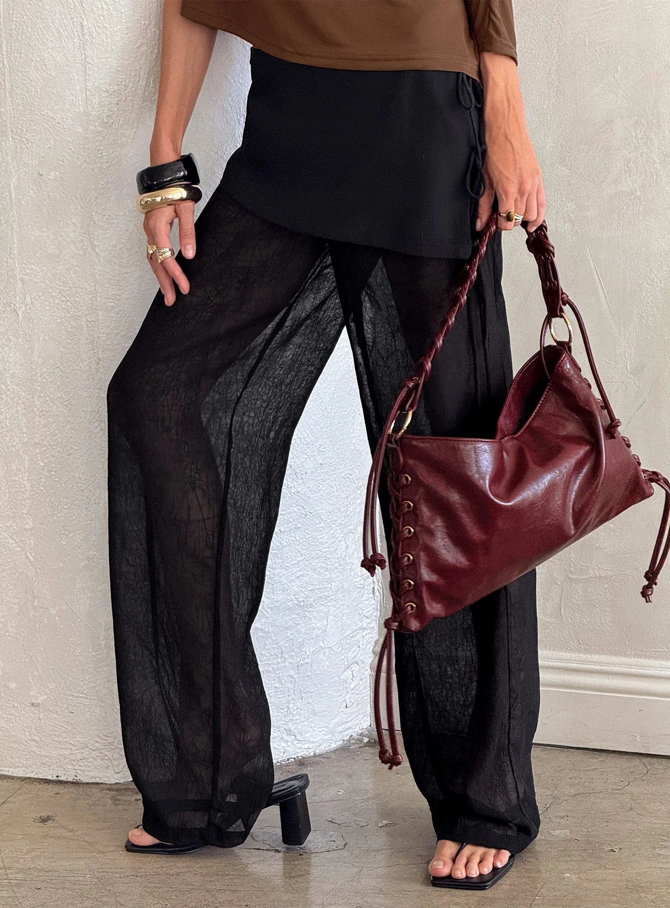 Margalo Sheer Layered Pants Black - Image 9