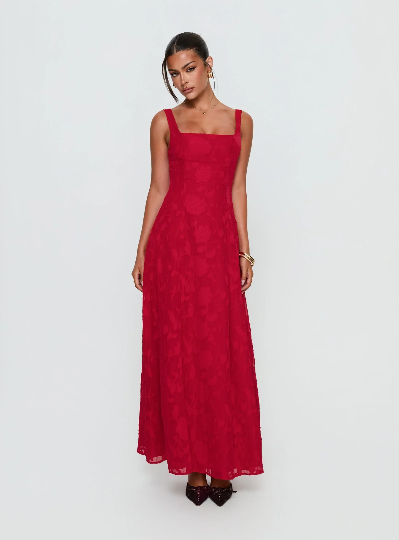 Margaux Burnout Maxi Dress Red - Image 2